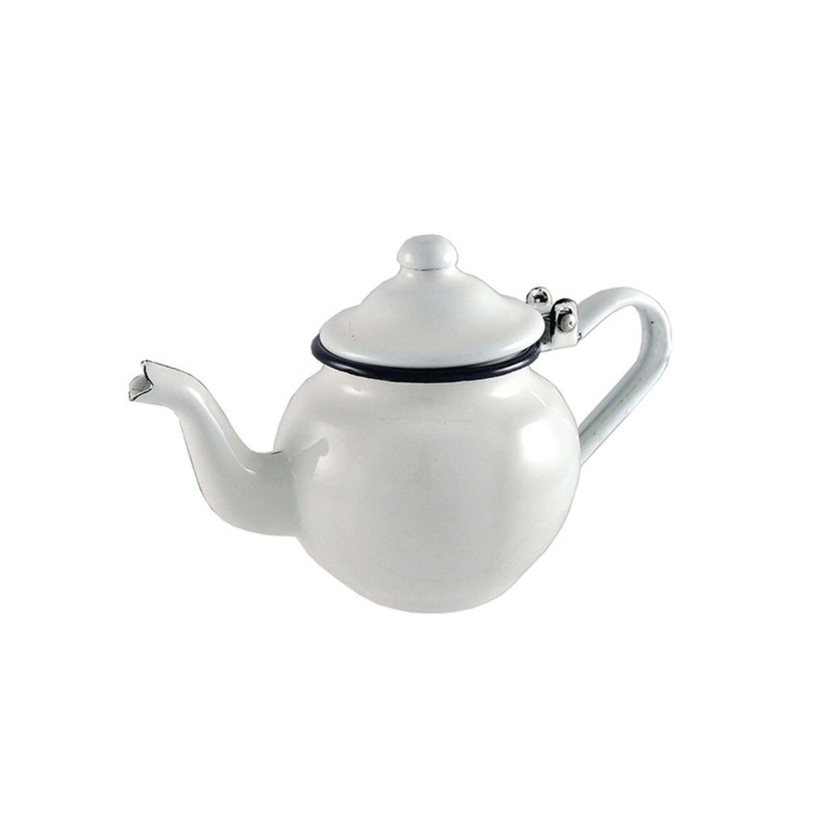 Urban Style Enamelware Teapot 425ml - White with Blue Rim