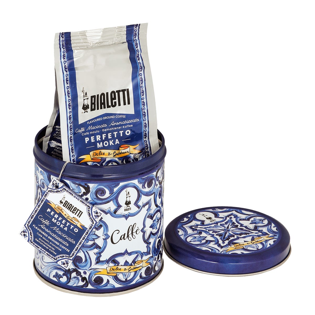 Bialetti Dolce & Gabbana Blue Gift Tin + Perfetto Moka Autentico 200 g