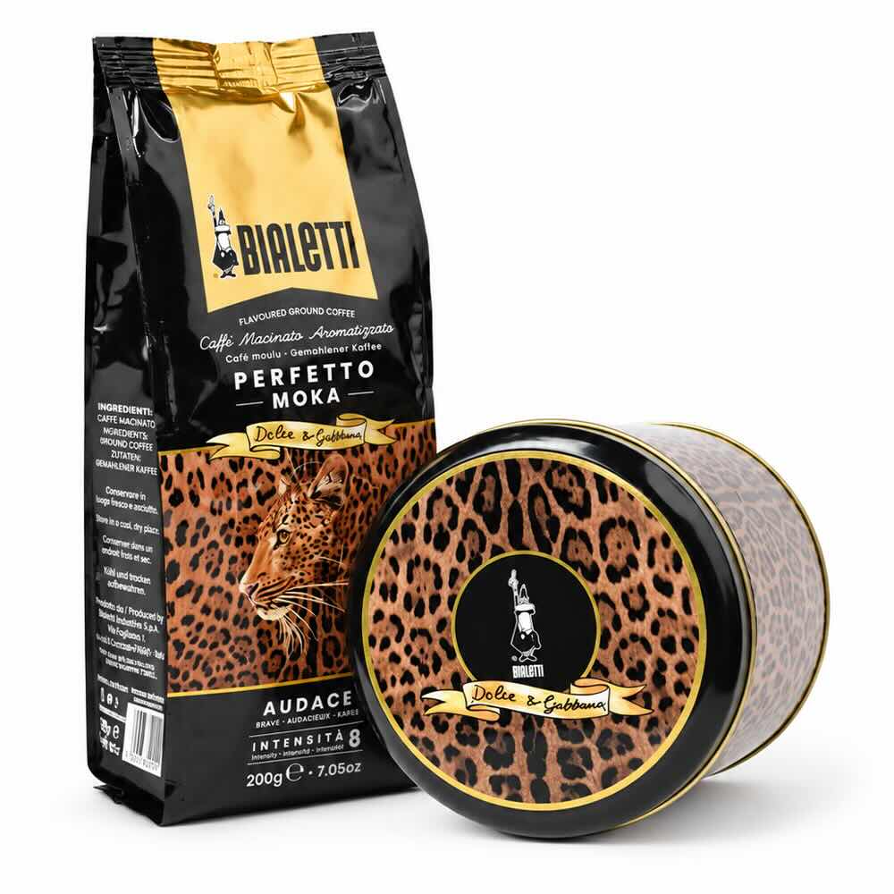 Bialetti Dolce & Gabbana Leopardo Gift Tin - Perfetto Moka Audace Ground Coffee 200g V1