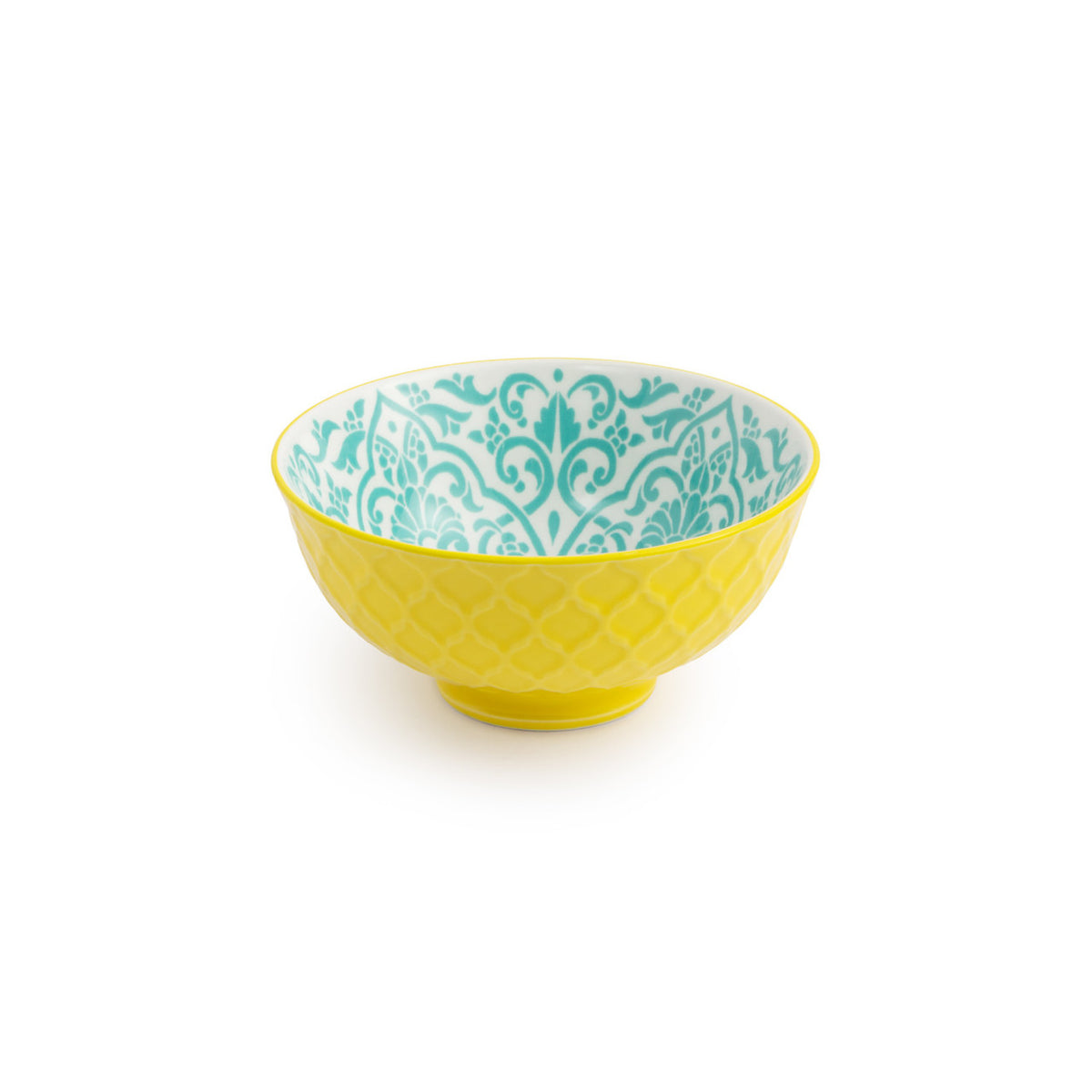 Mikasa Stoneware Nibble Bowl 12cm (Yellow & Blue Geometric)