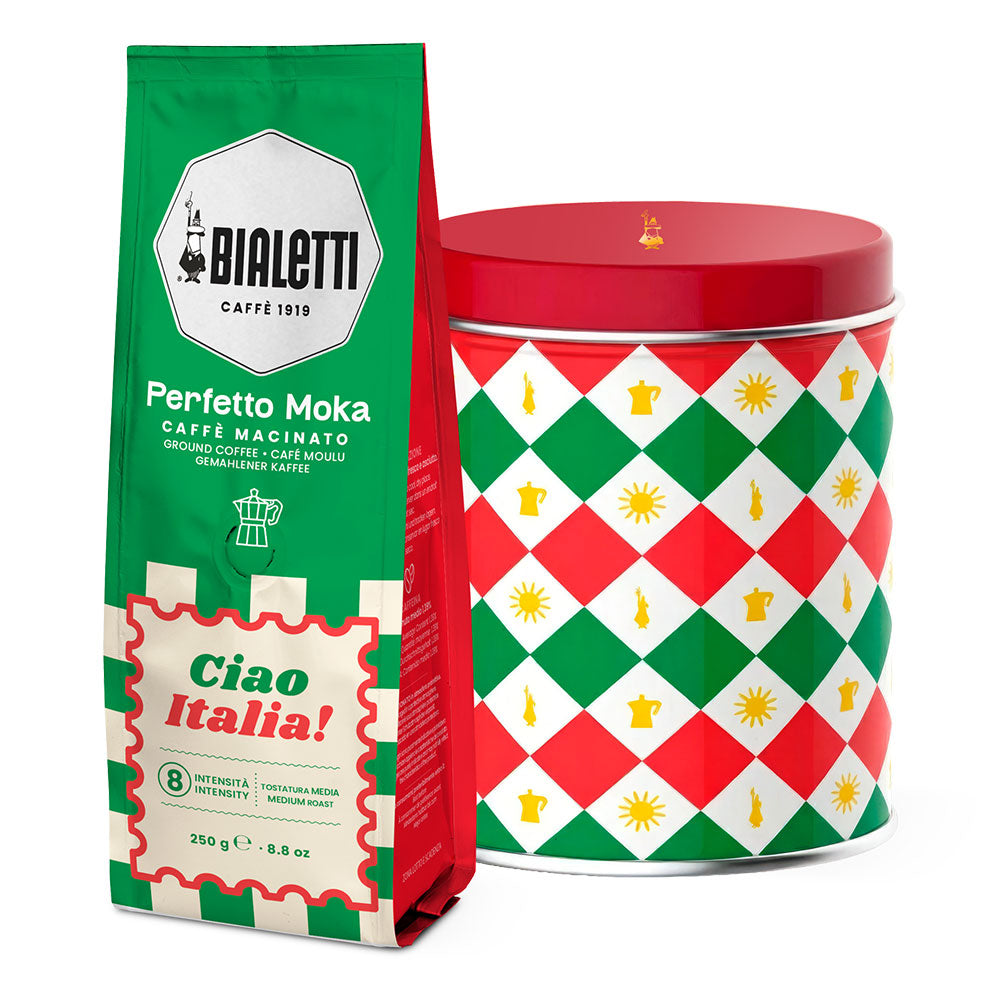 Bialetti Italia Gift Tin - Perfetto Moka Classico Ground Coffee 250g