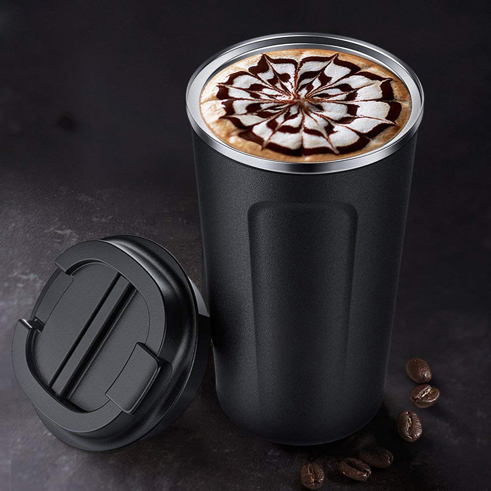 Neoflam Coffee Mug 380ml Stainless Steel Double Walled Vacuum Sealed Leak Proof Black