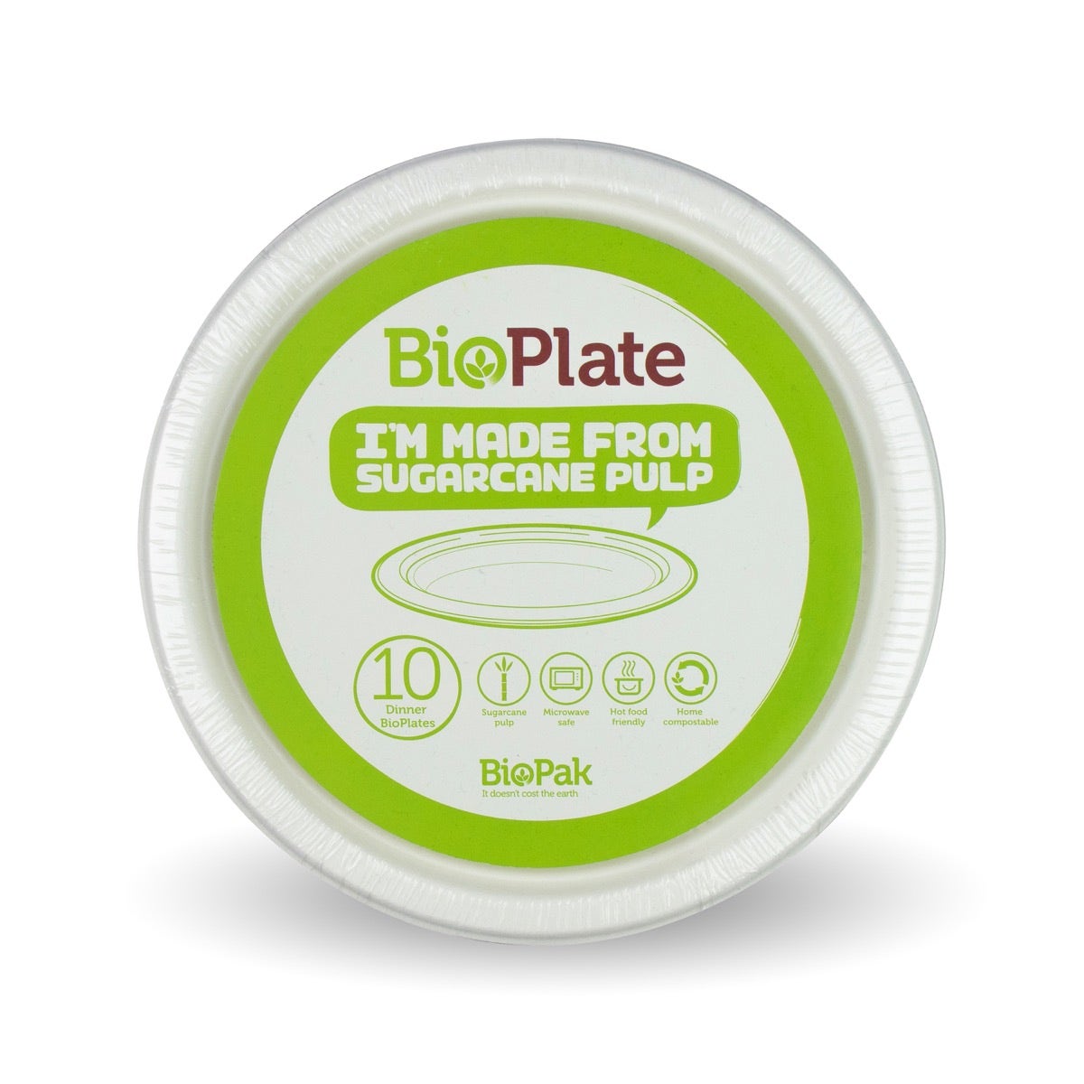 BioPak 10 Pack - 31cm / 12" White BioPlates (Carton of 80)