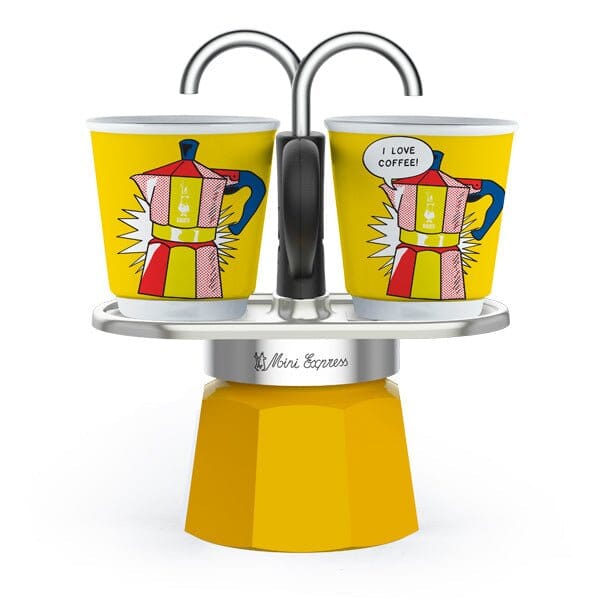 Bialetti Mini Express Lichtenstein – 2 Cup (60 ml) with Bicchierini Cups