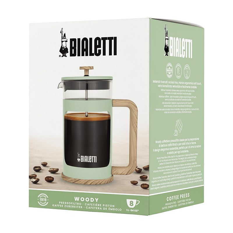 Bialetti Woody Coffee Press – Green – 1 L