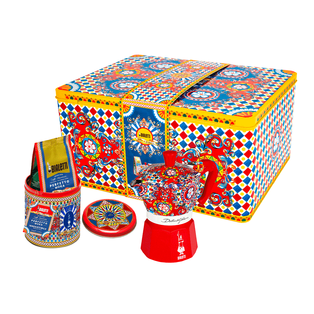 Bialetti Dolce & Gabbana Red Moka 3 Cup (130 ml) + Coffee Tin Gift Set