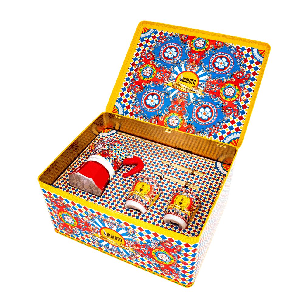 Bialetti Dolce & Gabbana Red Moka 2 Cup (90 ml) + Espresso Glasses Gift Set