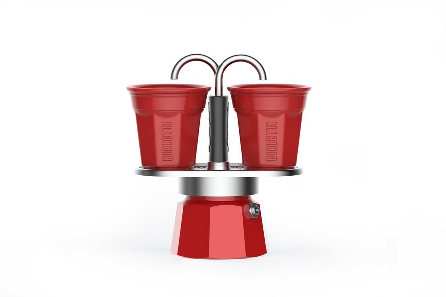 Bialetti Mini Express Red – 2 Cup (60 ml) with Bicchierini Cups