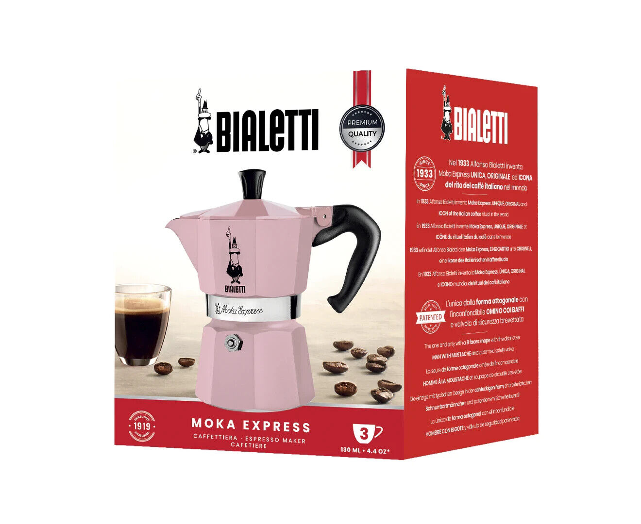 Bialetti Moka Express Candy Pink 3 Cup (130 ml) Stovetop Coffee Maker