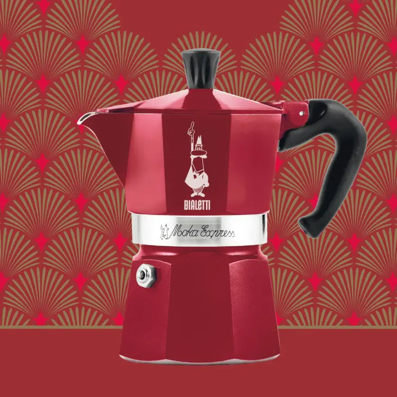 Bialetti Moka Express Red Déco Glamour 3 Cup (130 ml) Stovetop Coffee Maker