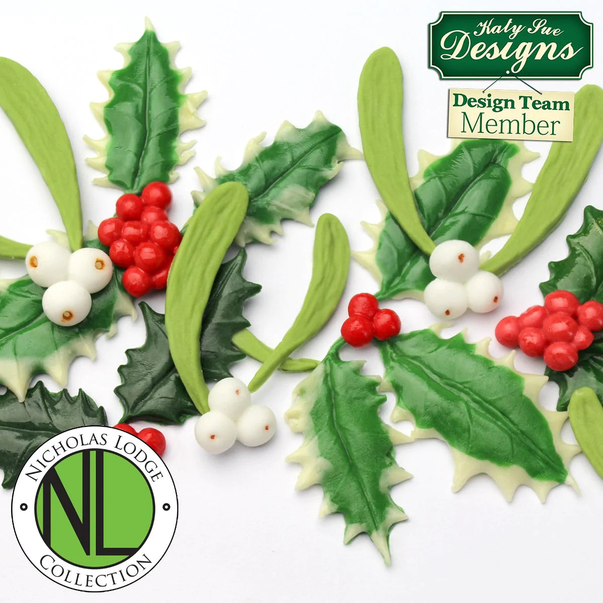 Katy Sue Silicone Mould Holly & Mistletoe