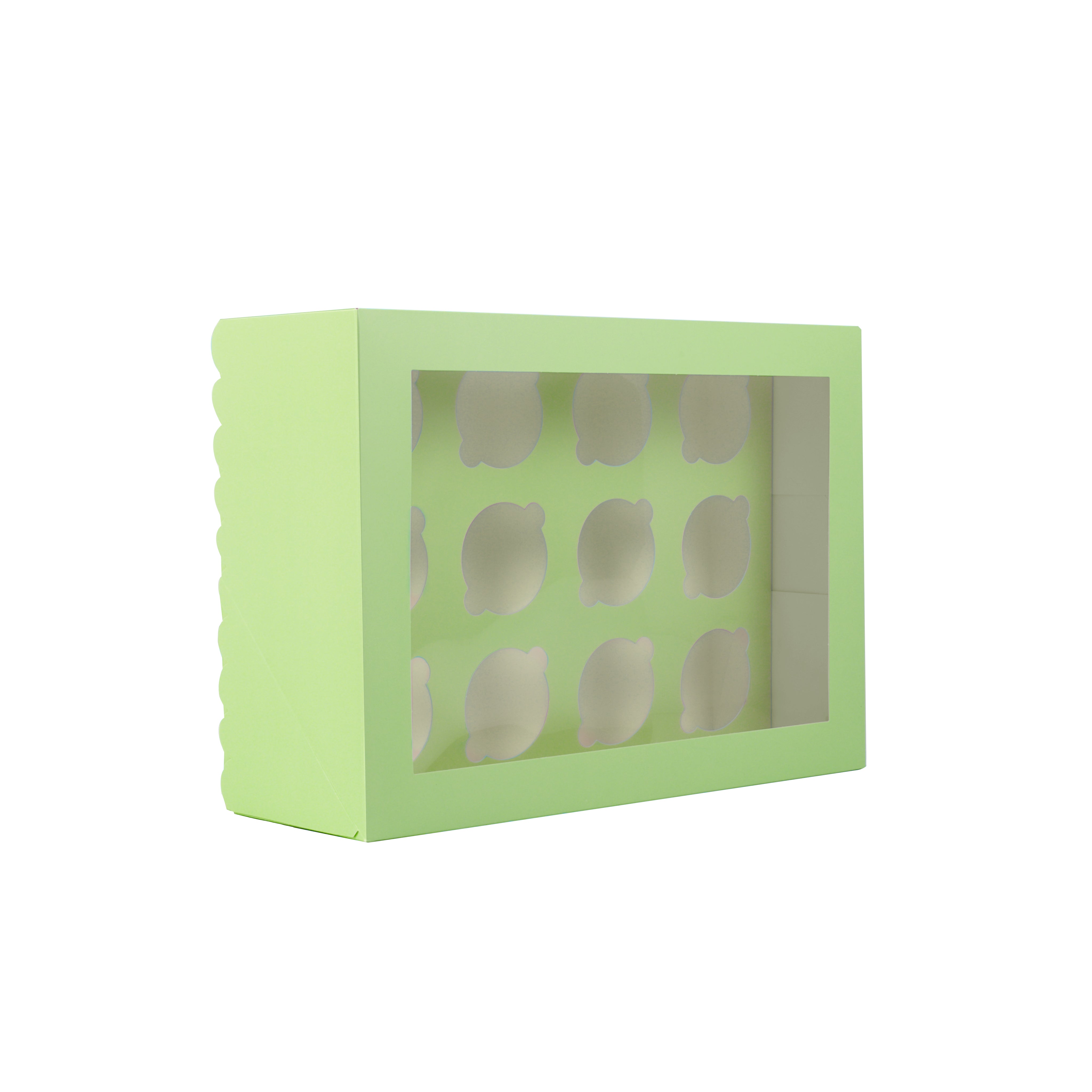 Papyrus Scalloped Tall Cupcake Box 12 Hole Pastel Green