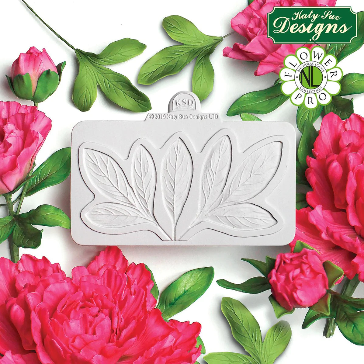 Katy Sue Silicone Mould Peony Leaves