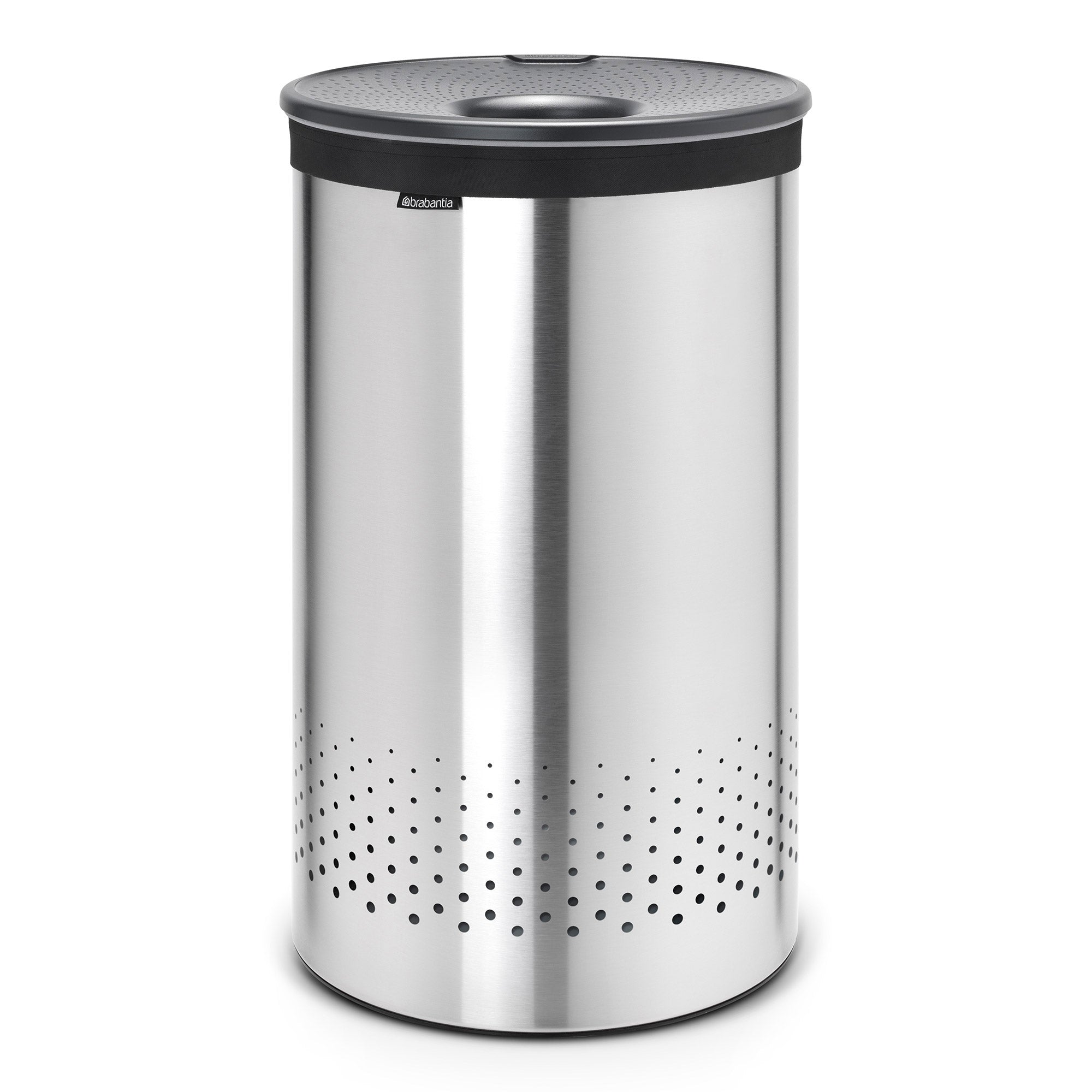 Brabantia Laundry Bin 60 Litre - Matt Steel with Dark Grey Lid
