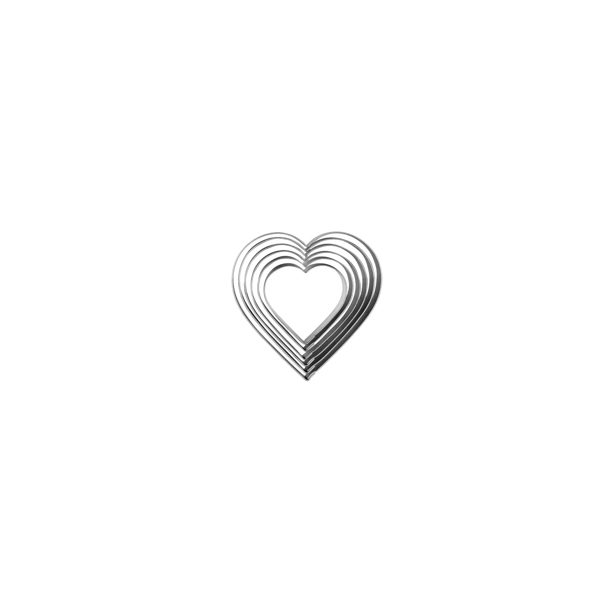 Chef Inox Cutter Set Heart Tin 6pc 50-90mm