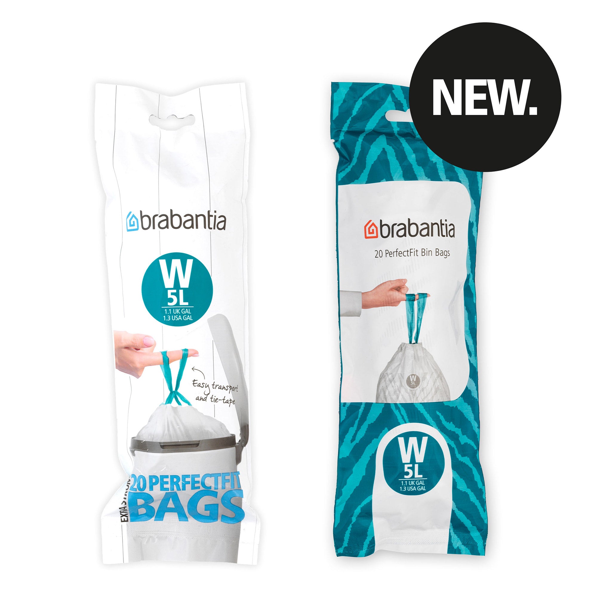 Brabantia Bin Liner Code W (5 Litre nICON) 20 Bags/Roll