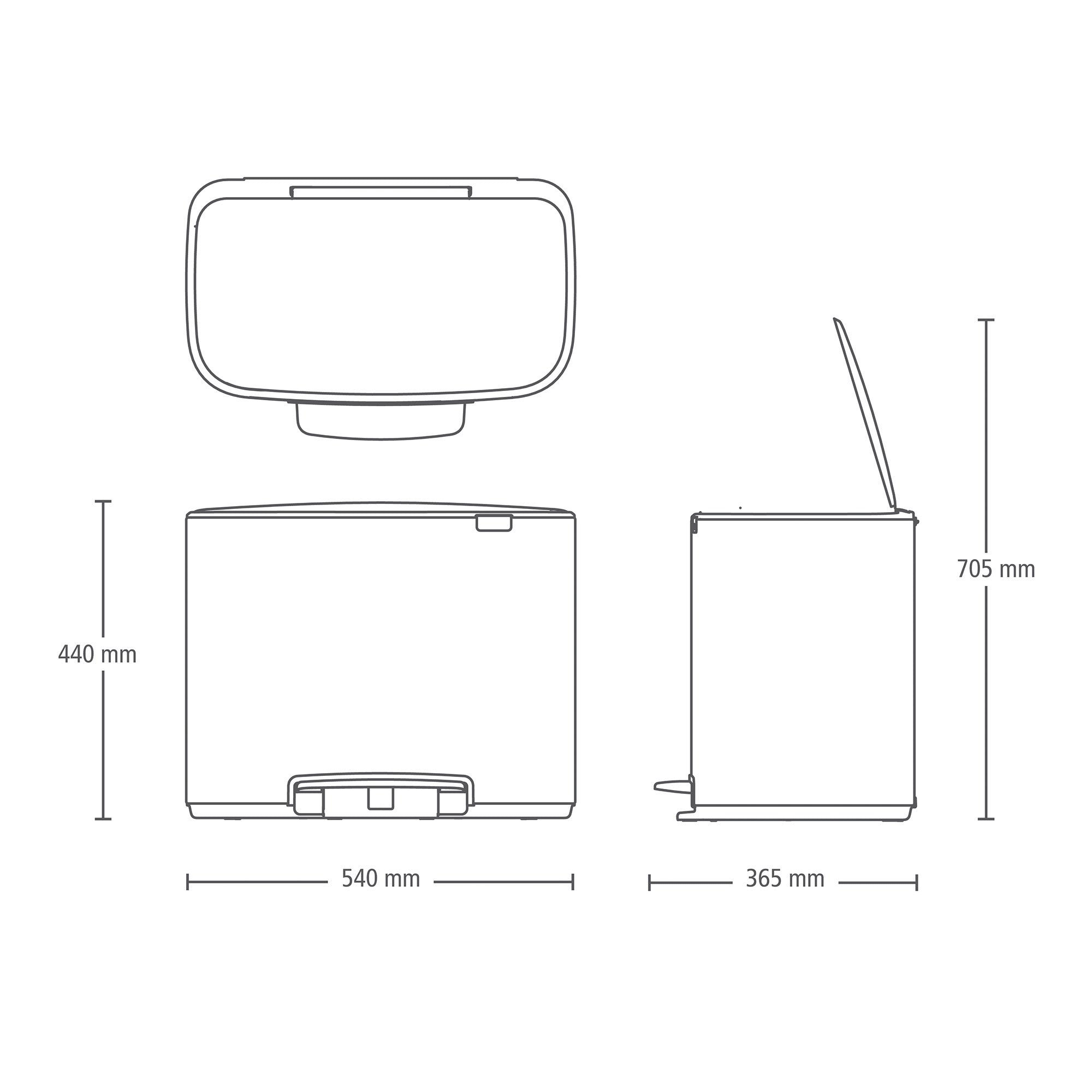 Brabantia BO Pedal Bin 36L Platinum
