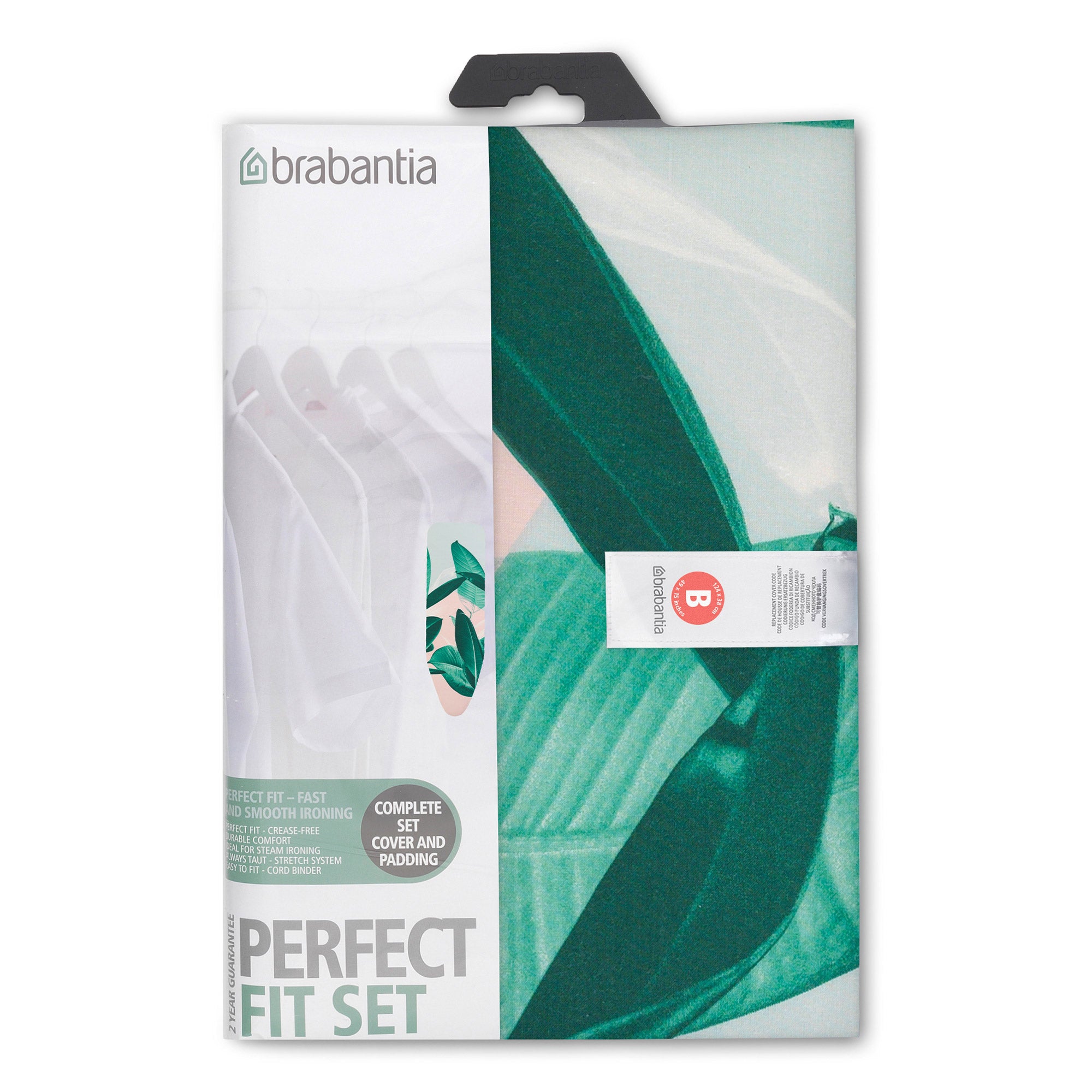 Brabantia IRONING BOARD REPLACEMENT COVER 124X38 (B) TROPICAL LEAVES 8MM FOAM COMPLETE SET