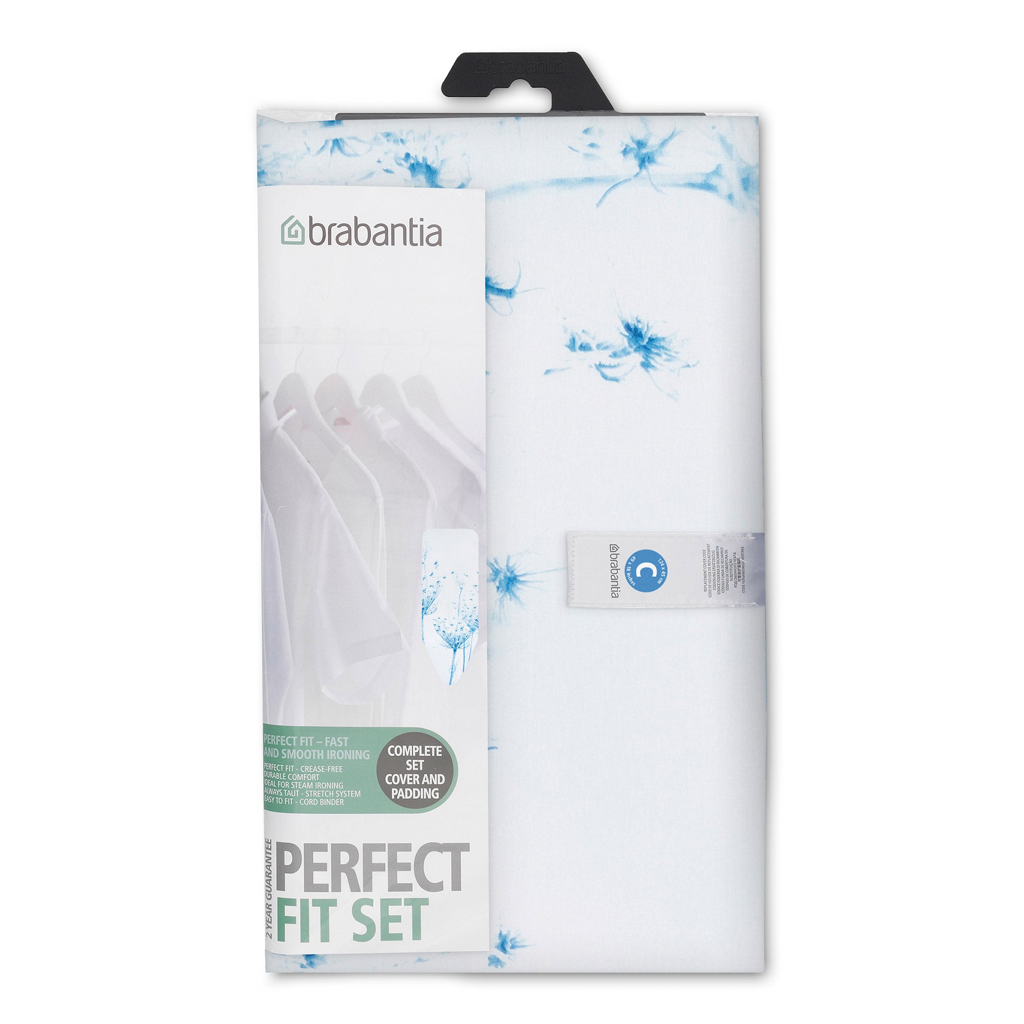 Brabantia IRONING BOARD REPLACEMENT COVER 124X45 (C) COTTON FLOWER 8MM FOAM COMPLETE SET