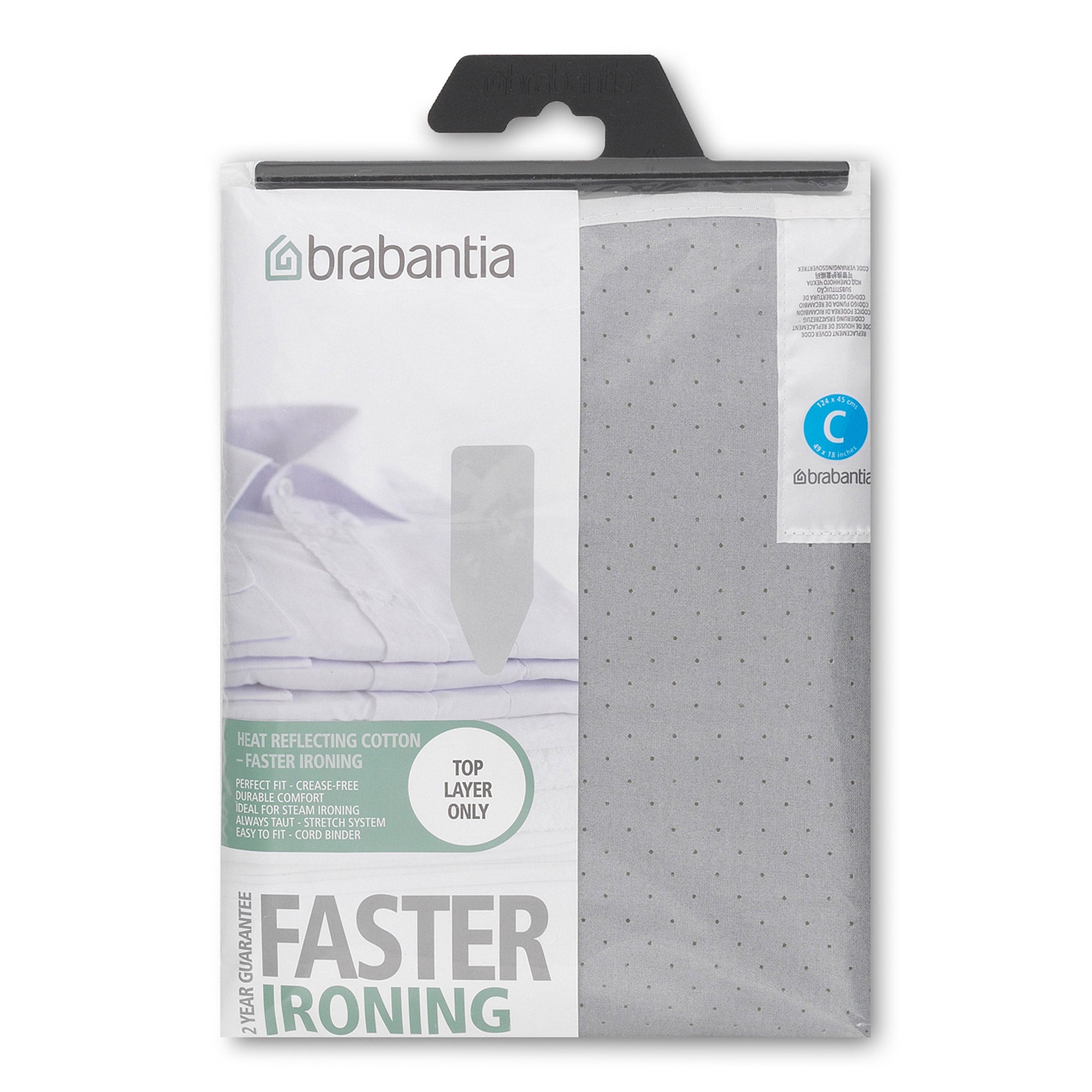 Brabantia Ironing Table Replacement Cover 124x45cm (C) with 2mm Foam Metalized (Top Layer Only)