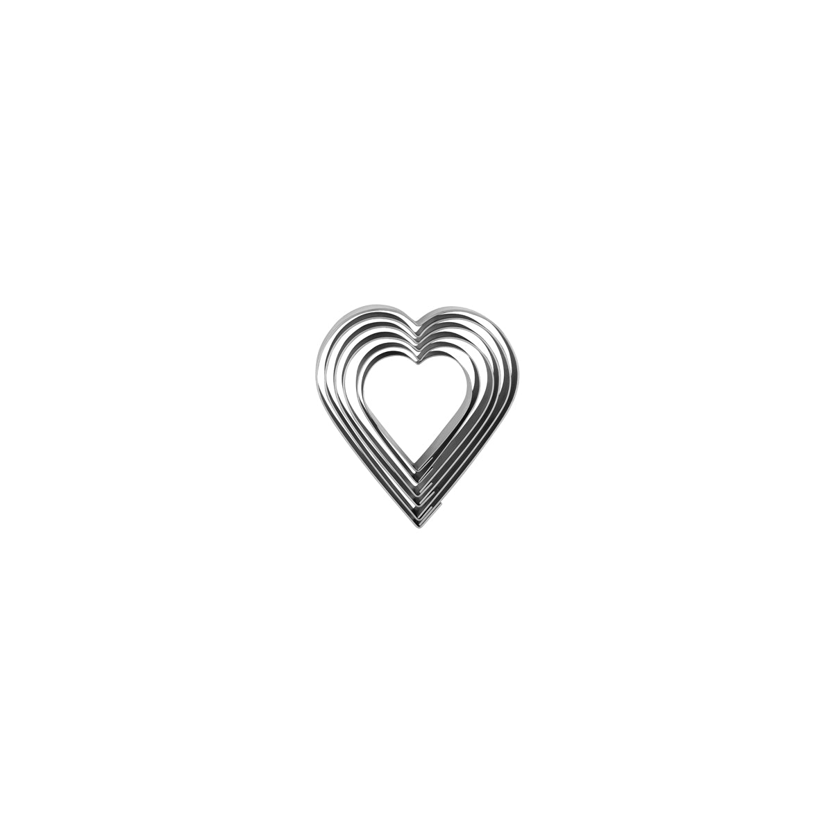 Chef Inox Cutter Set Heart Stainless Steel 6pc 50-90mm