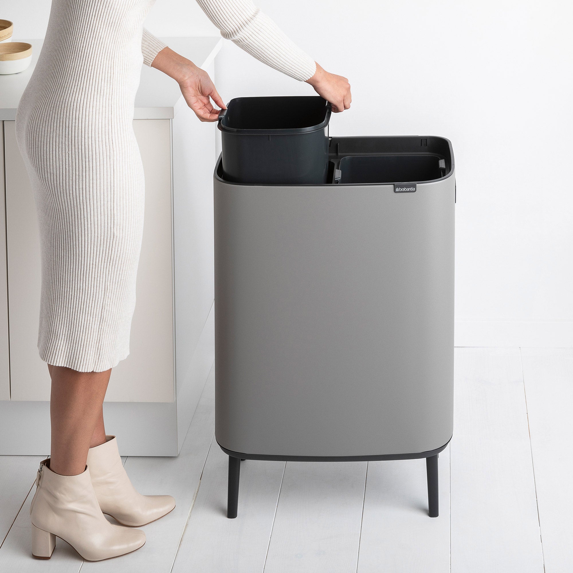 Brabantia BO Touch Bin Hi 2 x 30L Mineral Concrete Grey