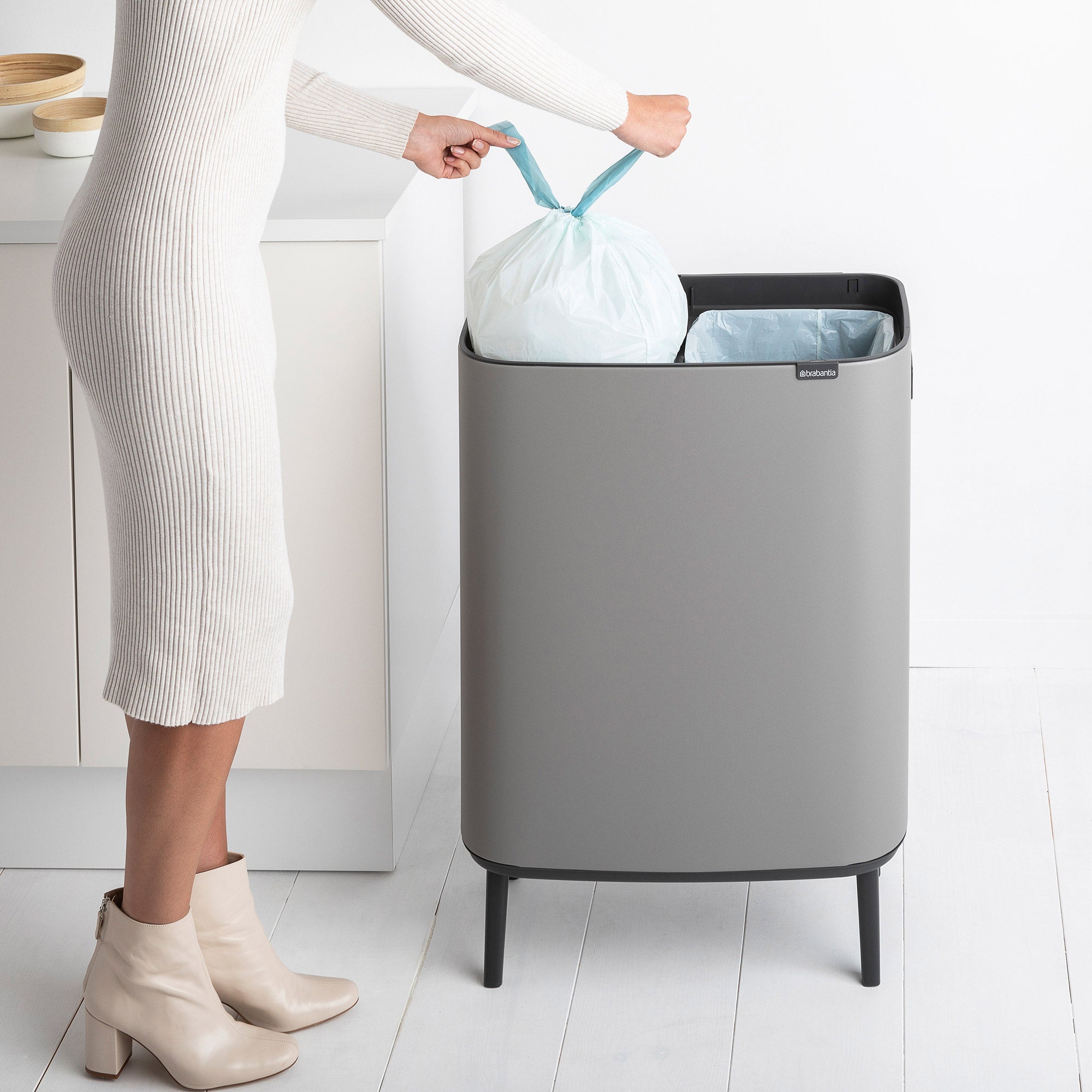 Brabantia BO Touch Bin Hi 2 x 30L Mineral Concrete Grey