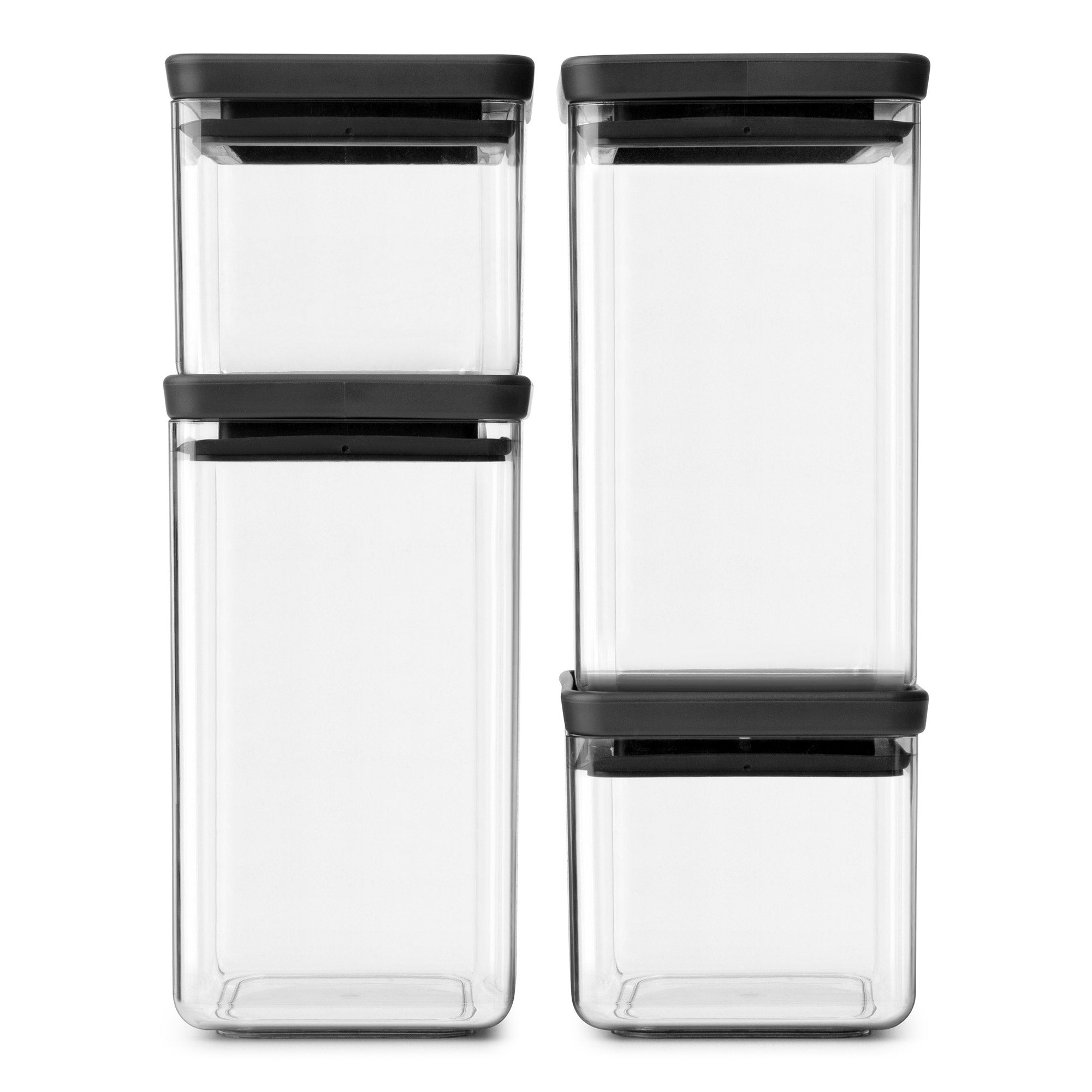 Brabantia Stackable Square Canister Dark Grey Lid Set of 4