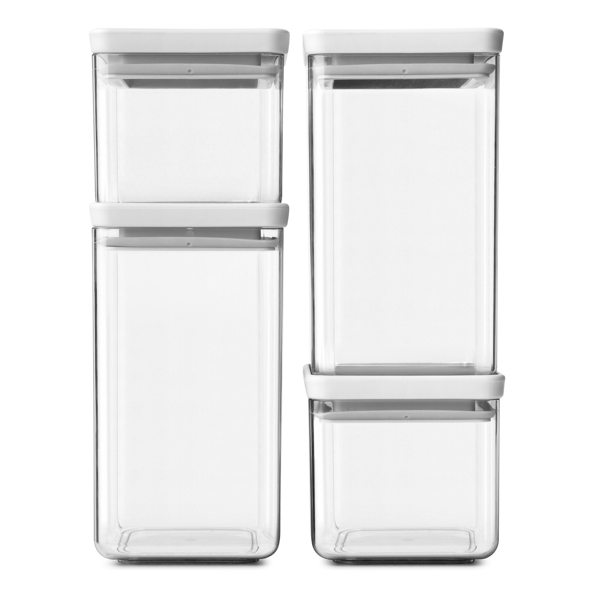 Brabantia Stackable Square Canister Light Grey Lid Set of 4