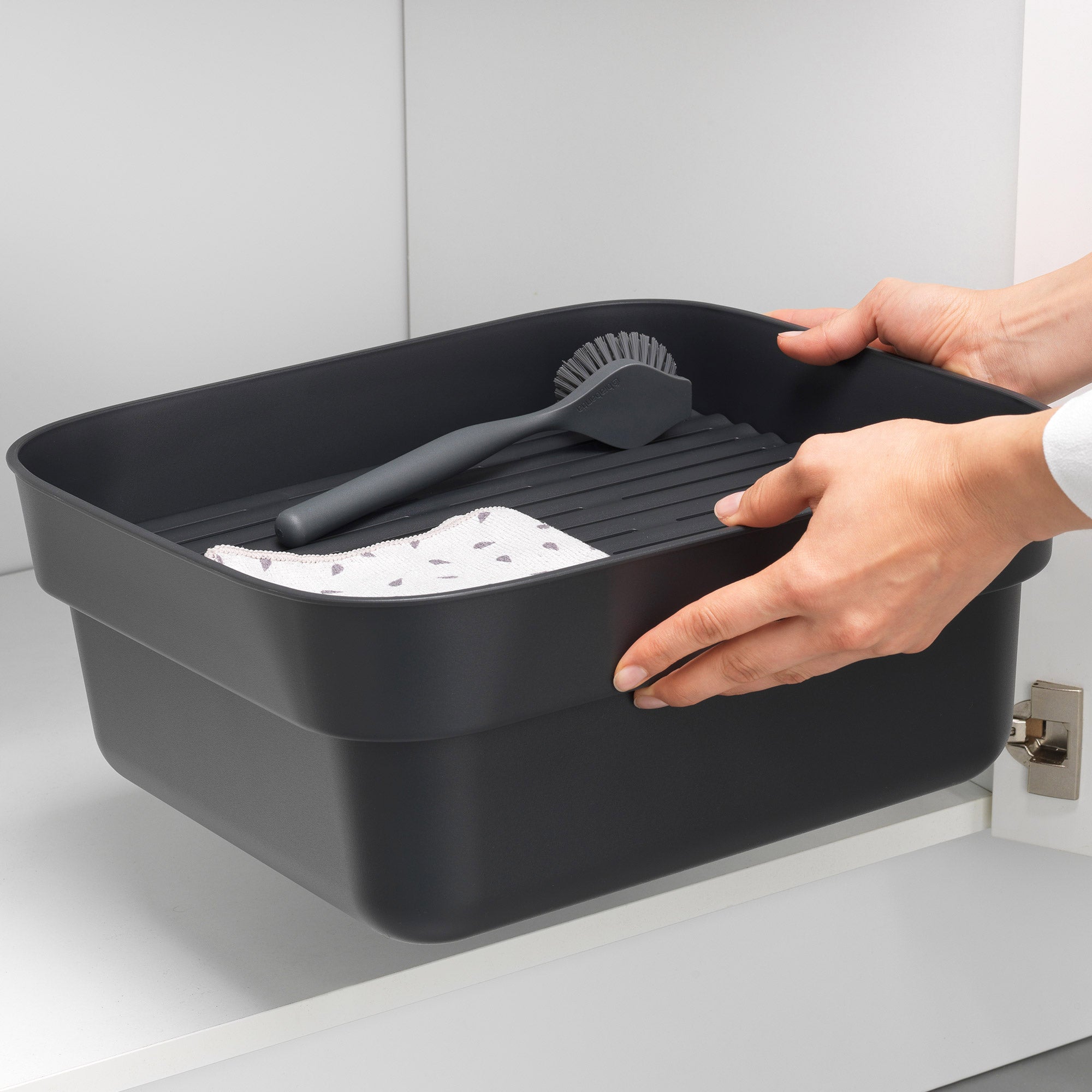 Brabantia Washing Up Bowl with Drying Tray Dark Grey