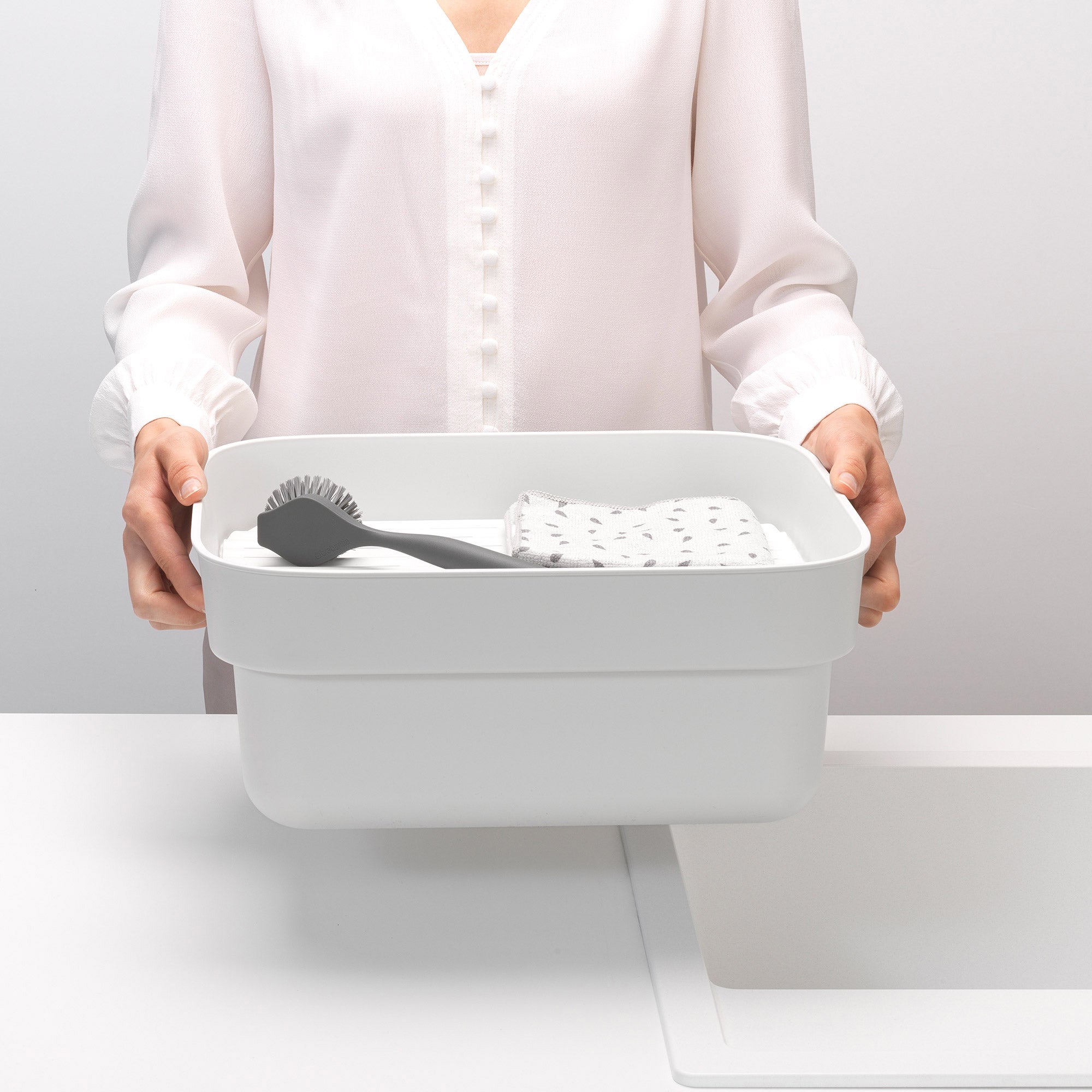 Brabantia Washing Up Bowl with Drying Tray Light Grey