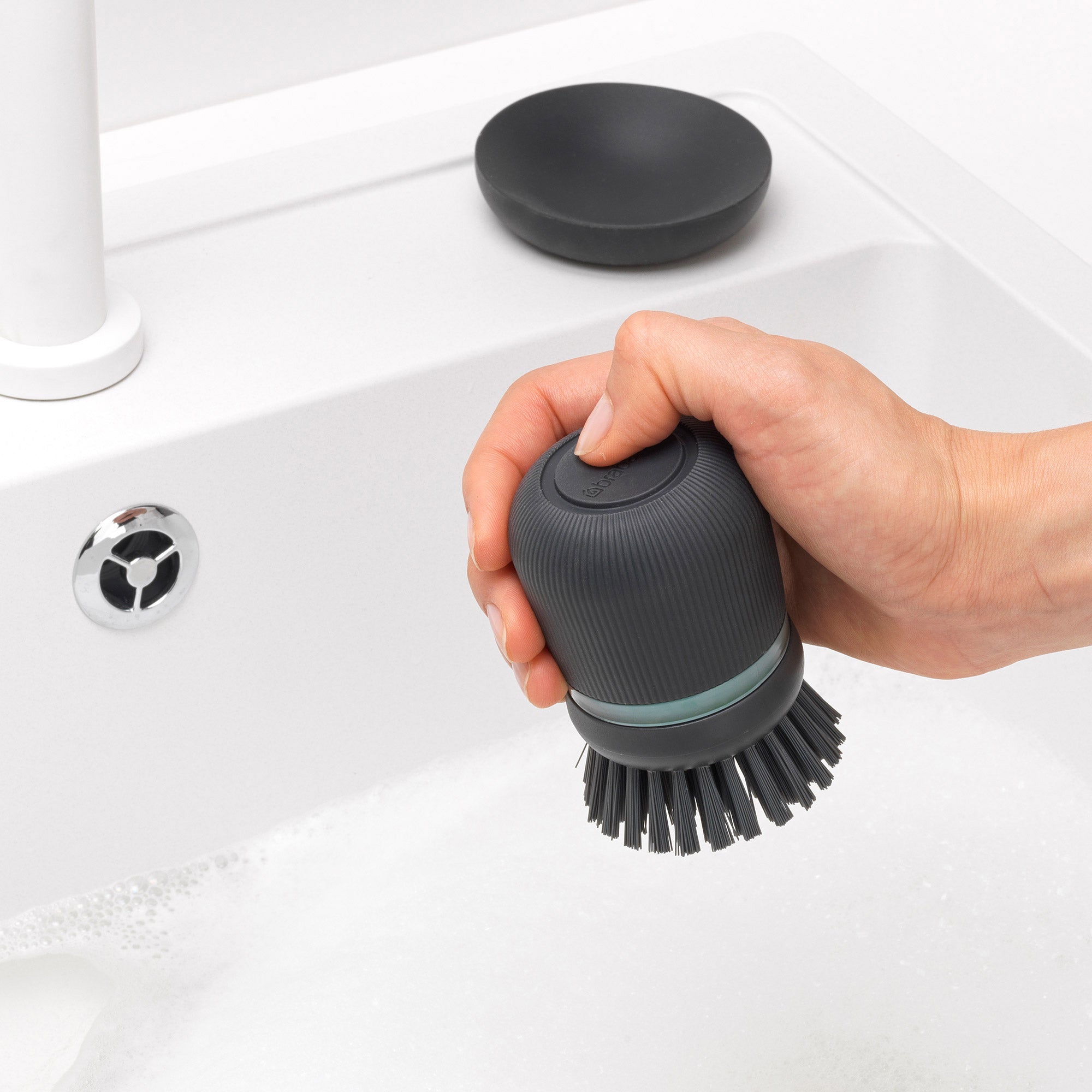Brabantia Soap Dispensing Dish Brush Dark Grey