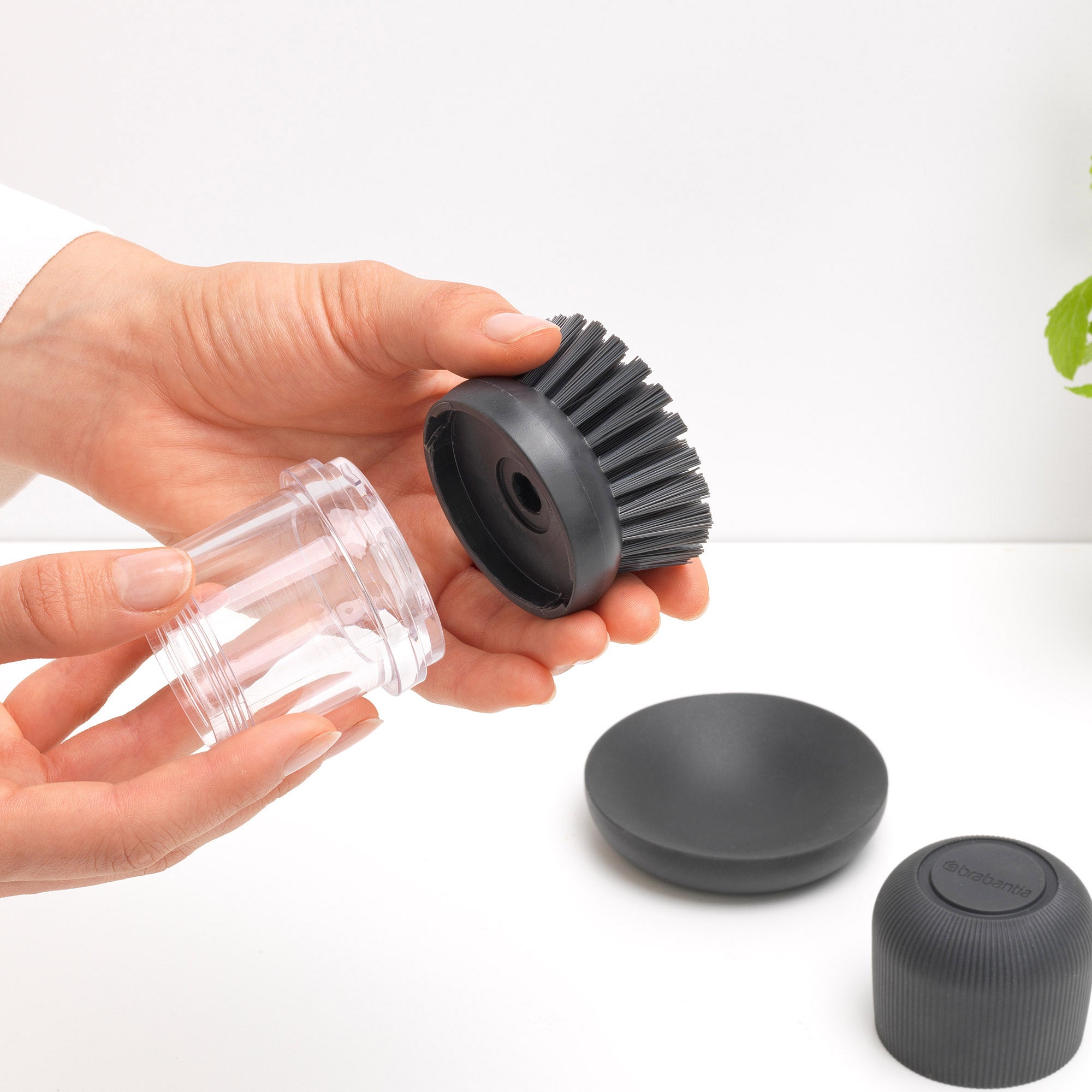 Brabantia Soap Dispensing Dish Brush Dark Grey