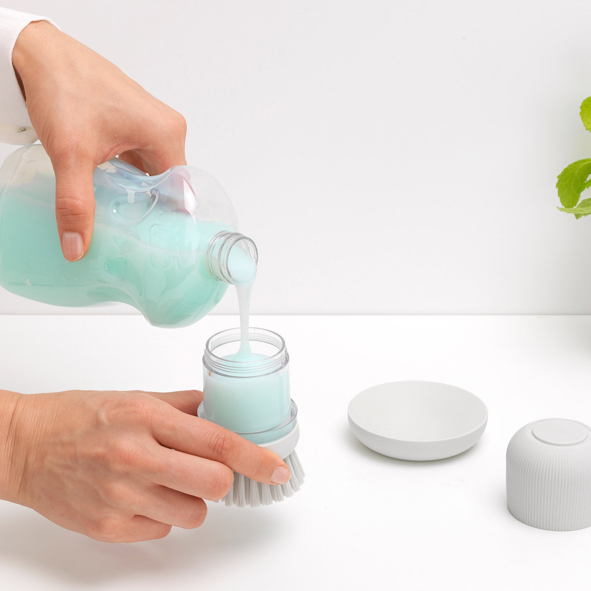 Brabantia Soap Dispensing Dish Brush Light Grey