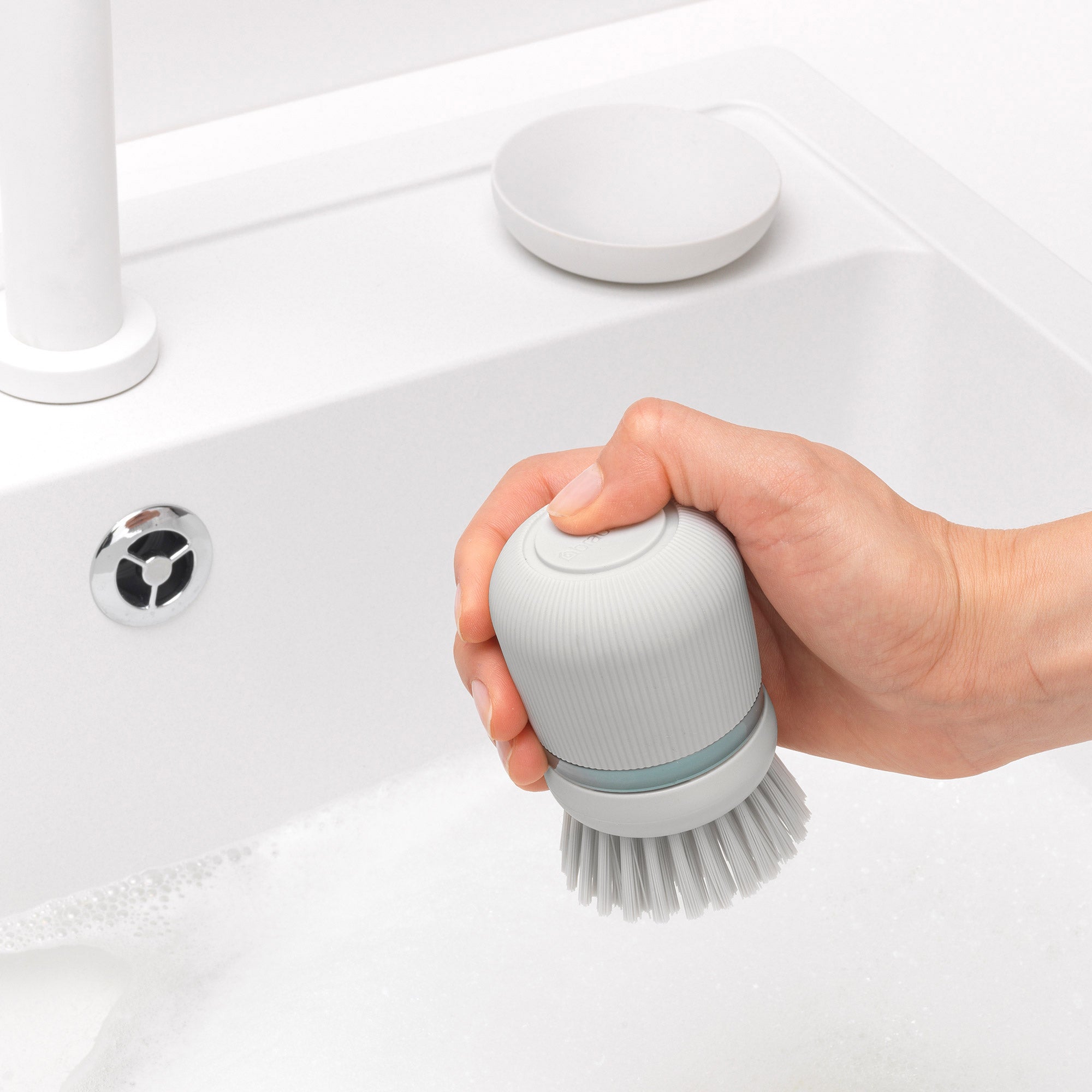 Brabantia Soap Dispensing Dish Brush Light Grey