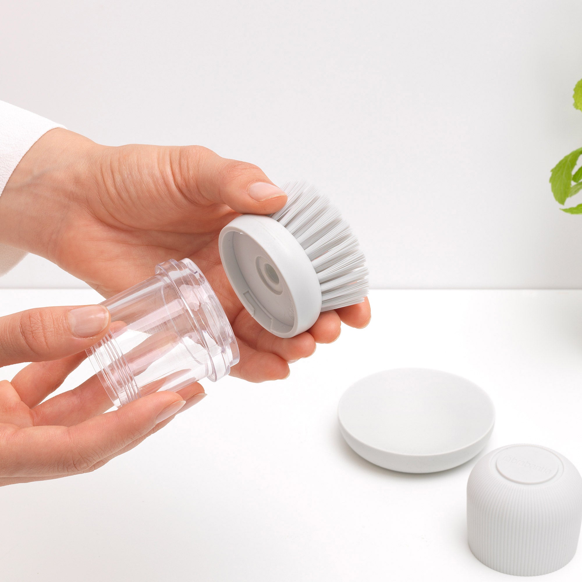 Brabantia Soap Dispensing Dish Brush Light Grey