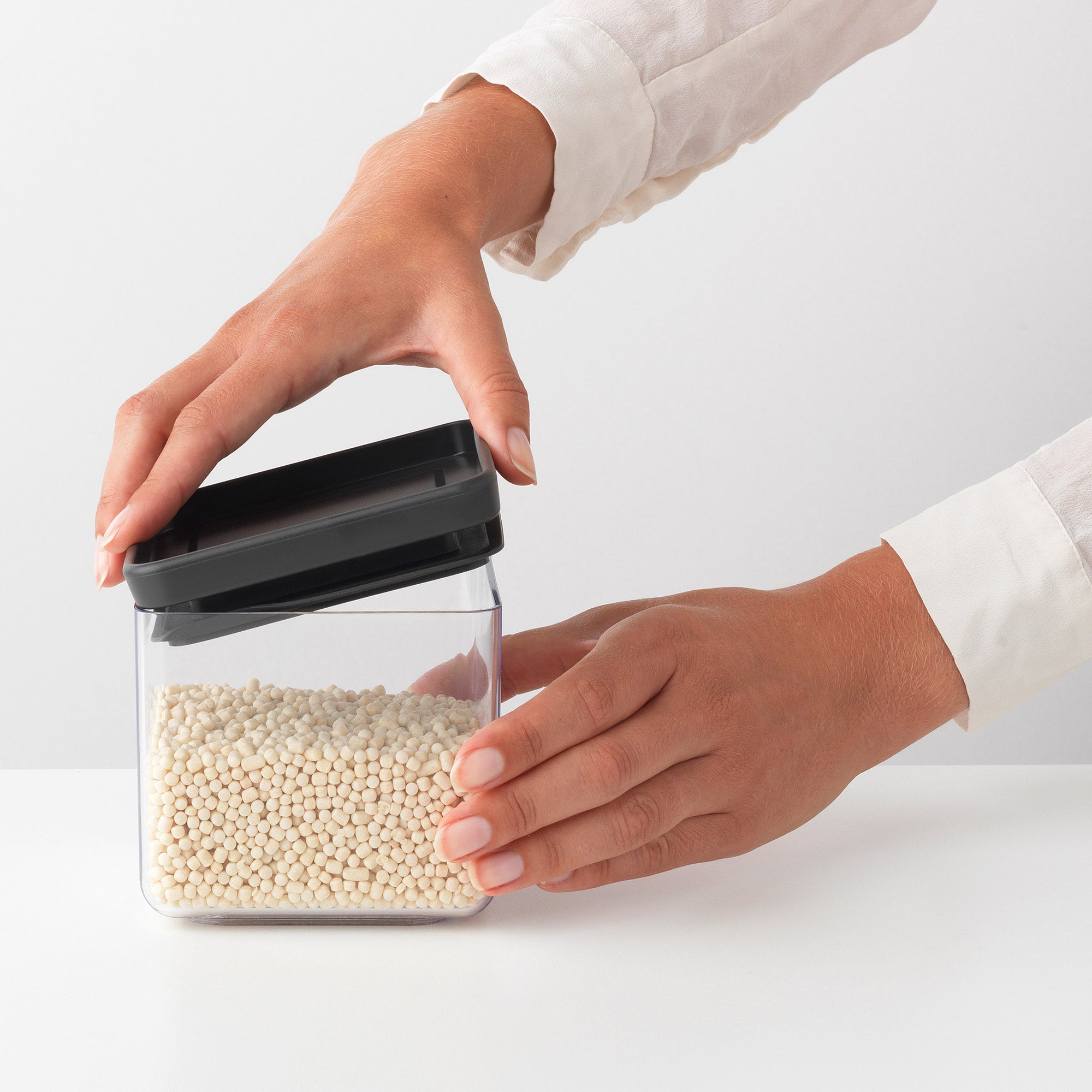 Brabantia Stackable Square Canister 0.7L Dark Grey Lid