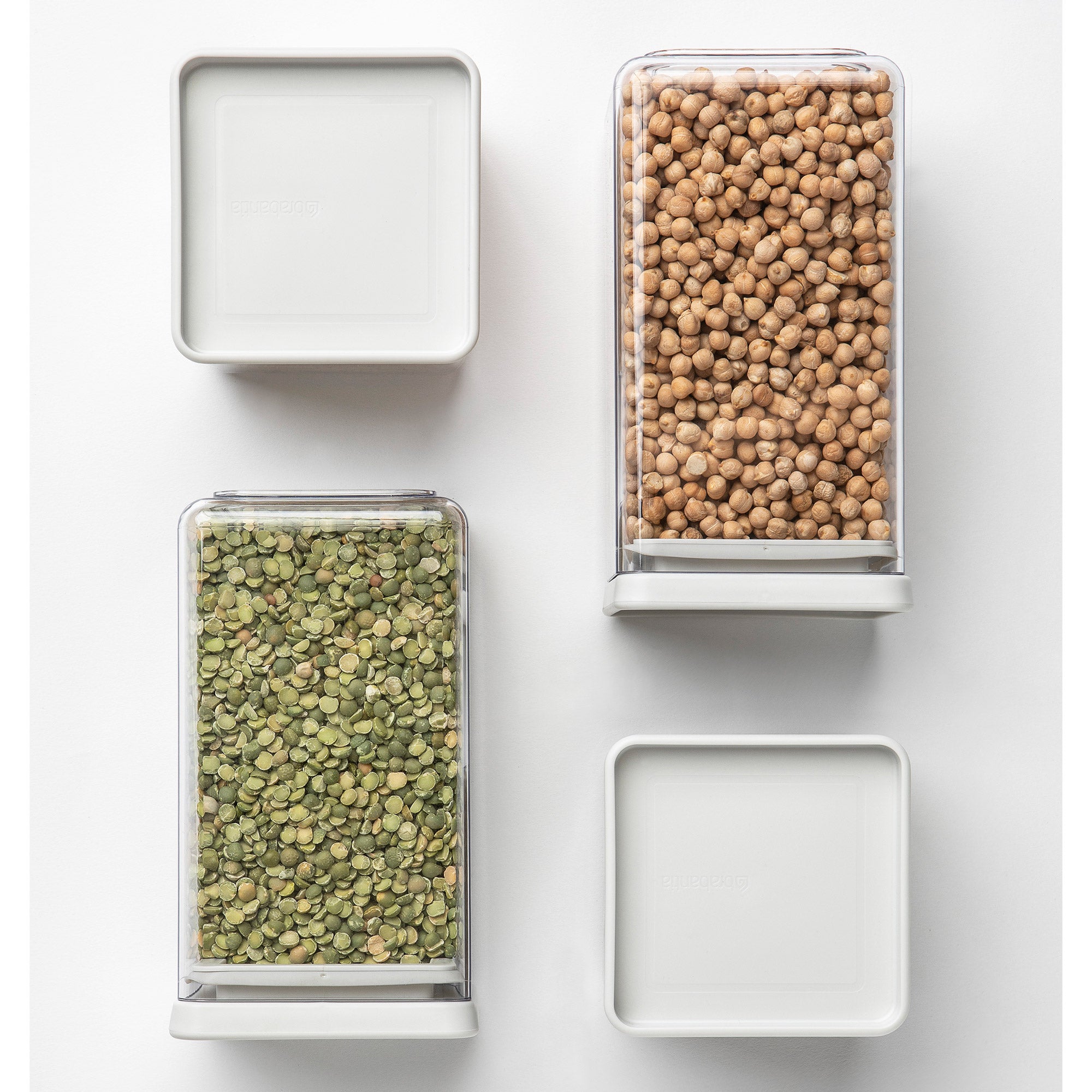 Brabantia Stackable Square Canister 1.6L Light Grey Lid