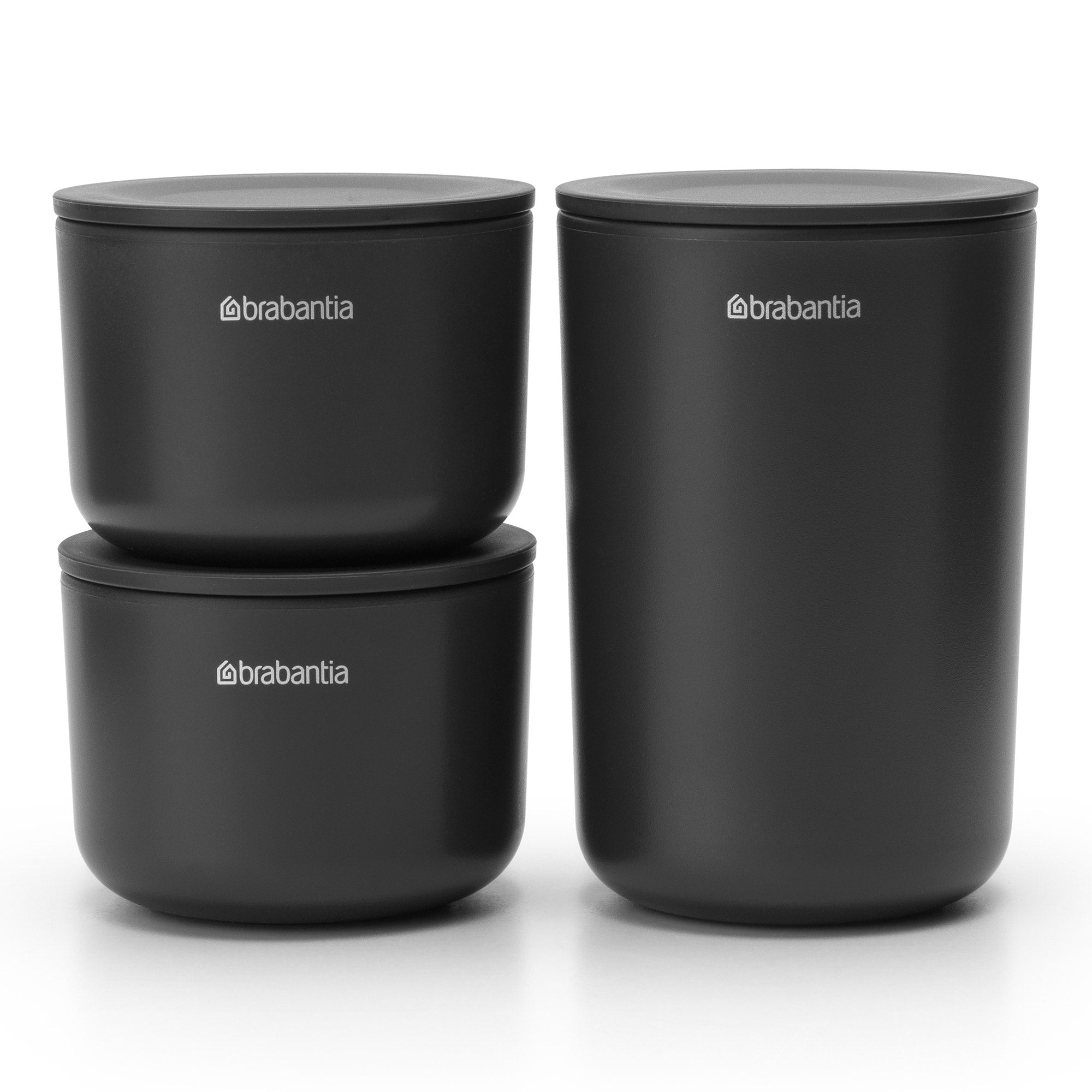 Brabantia Storage Pots, Set of 3 Dark Grey