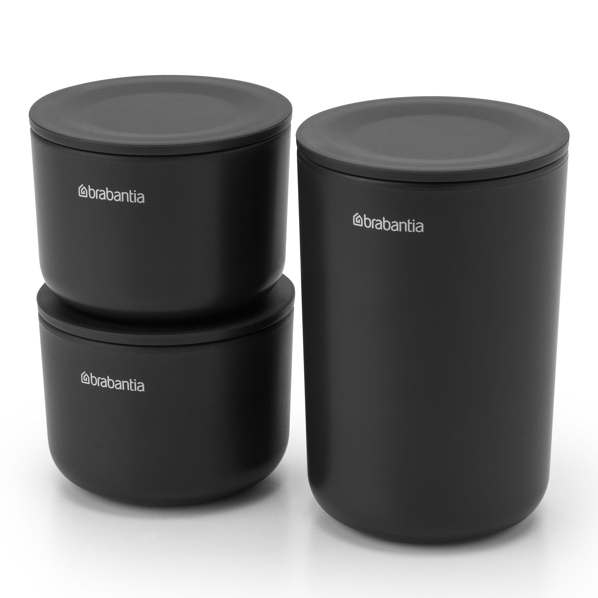 Brabantia Storage Pots, Set of 3 Dark Grey
