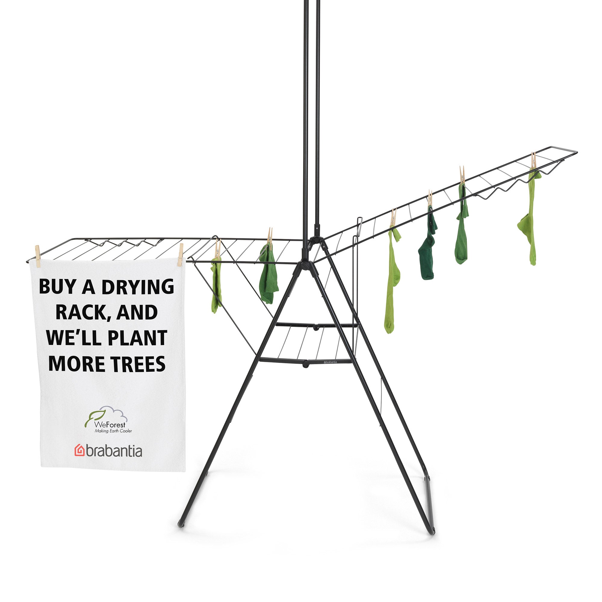 Brabantia HangOn Drying Rack 25 Meters with Rod Matt Black
