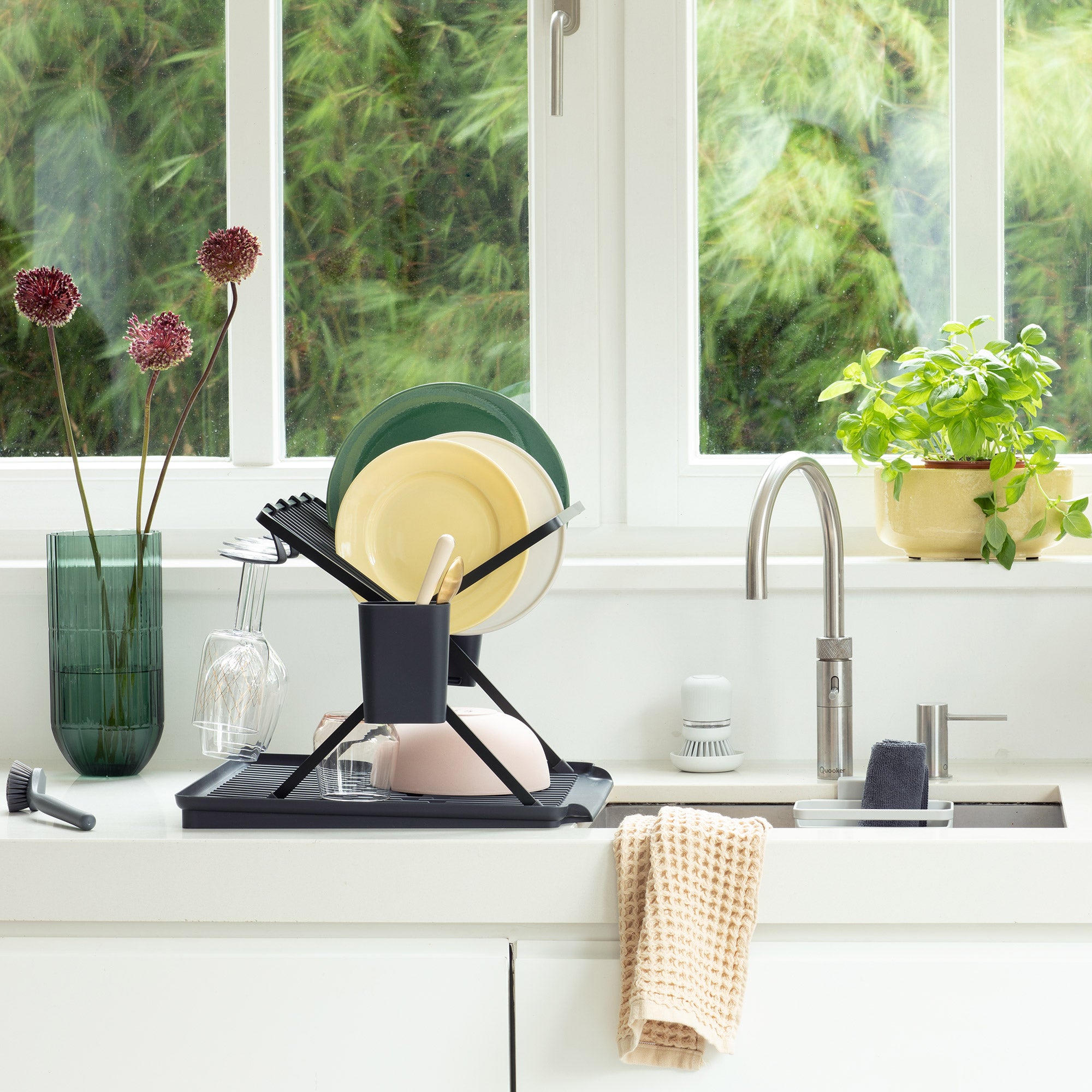 Brabantia Foldable Dish Drying Rack Large Dark Grey