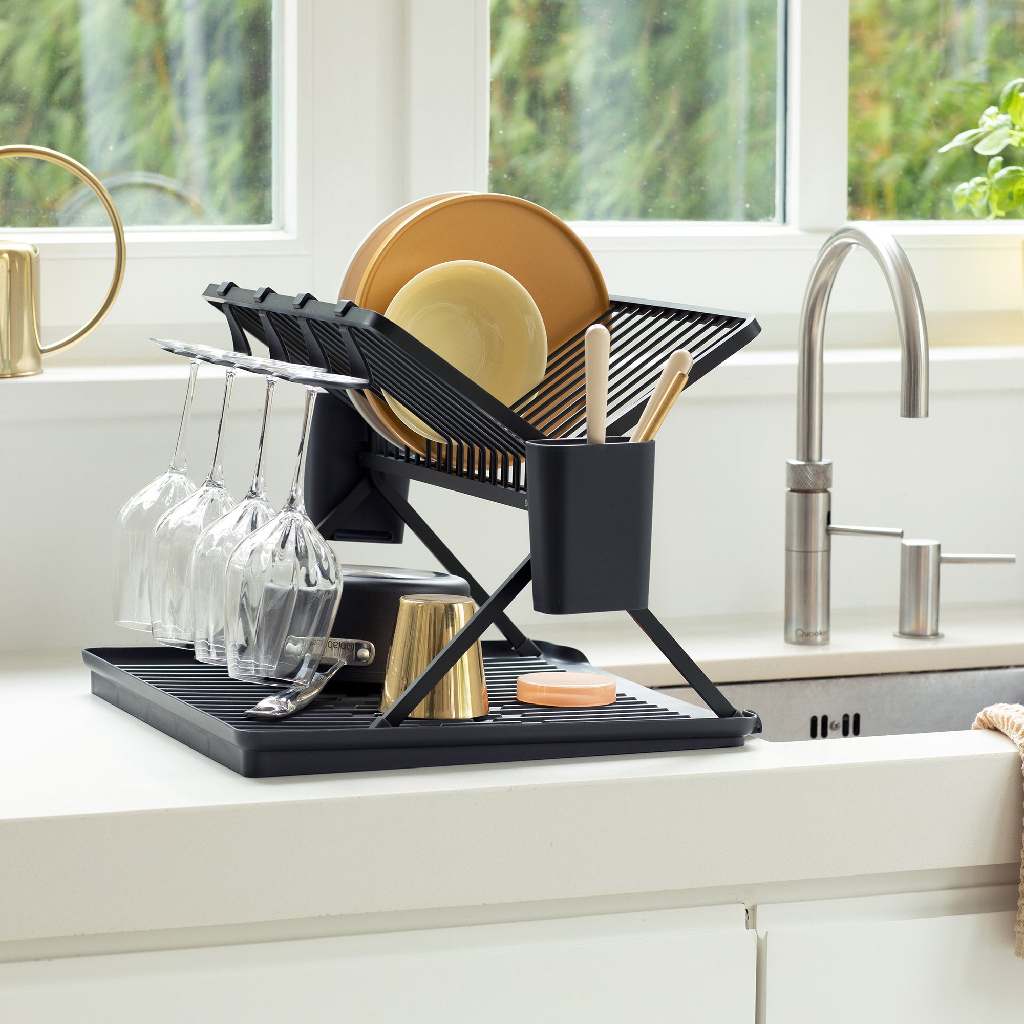 Brabantia Foldable Dish Drying Rack Large Dark Grey