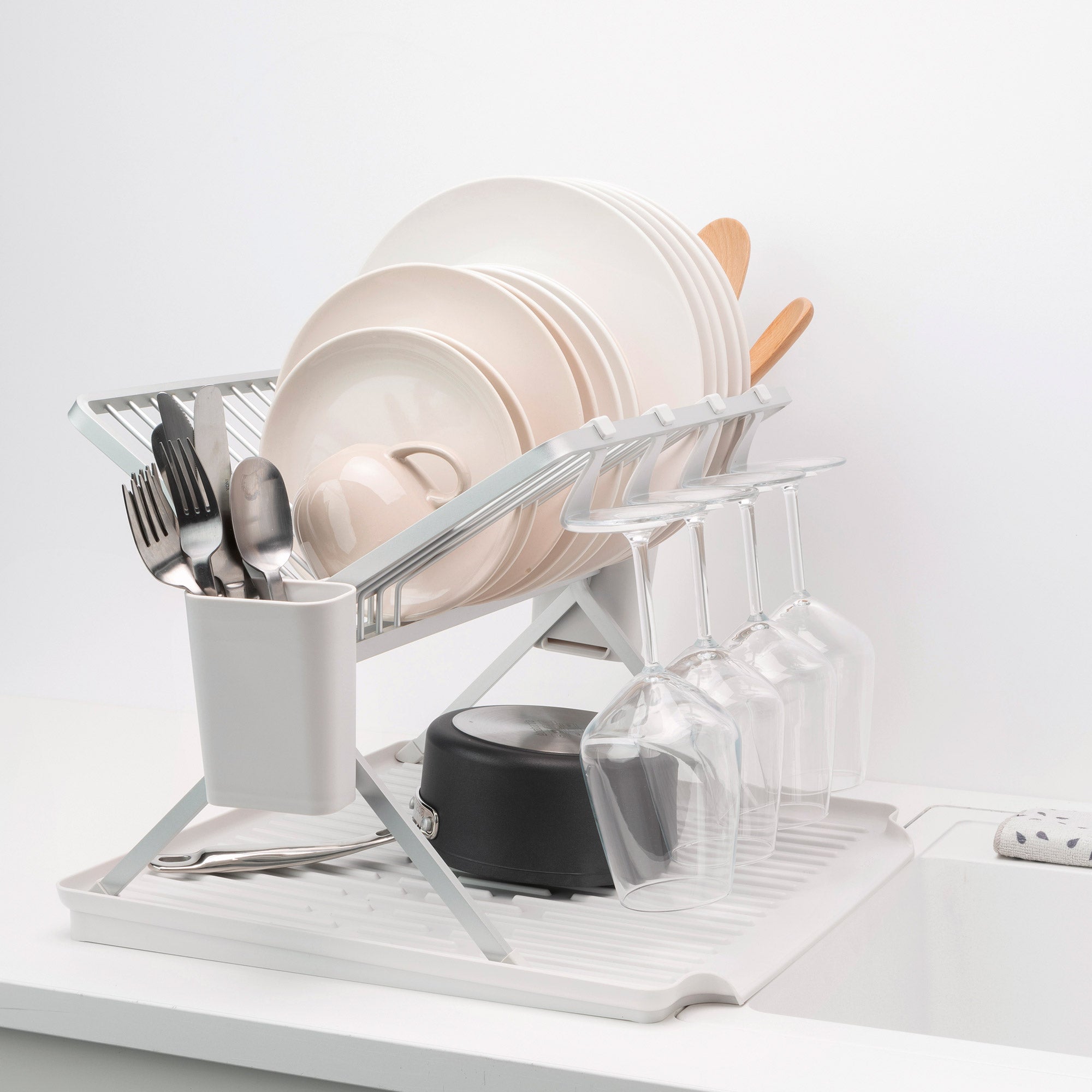 Brabantia Foldable Dish Drying Rack Large Light Grey