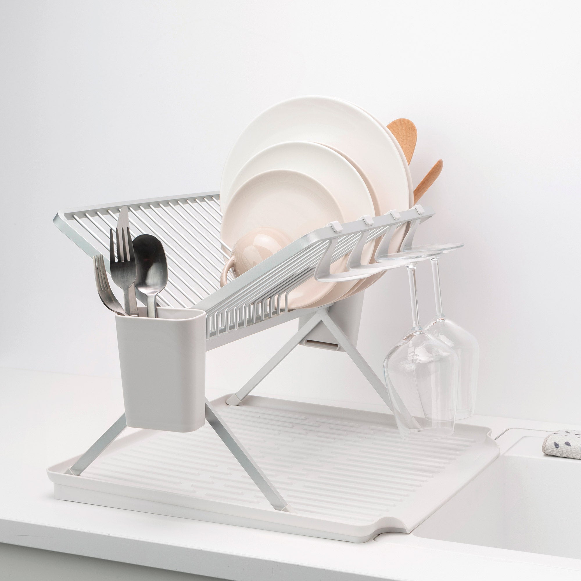 Brabantia Foldable Dish Drying Rack Large Light Grey