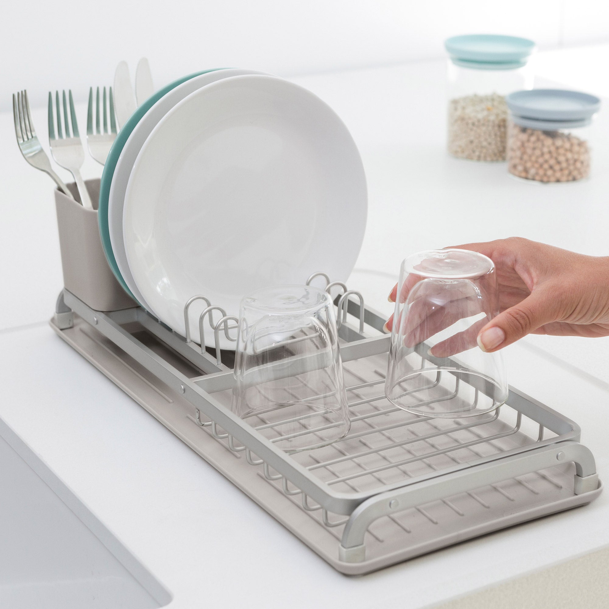 Brabantia Compact Dish Drying Rack - Mid Grey