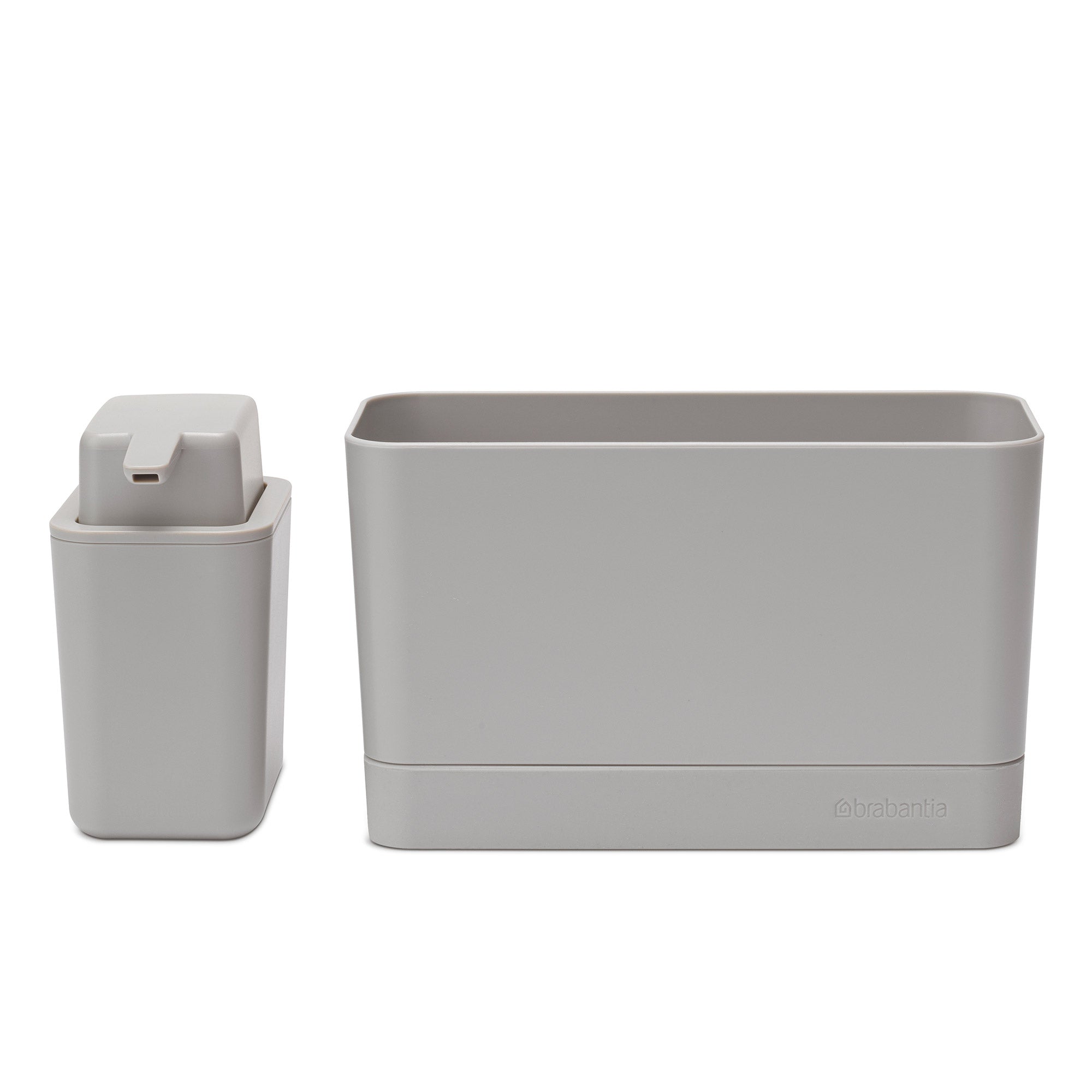 Brabantia Sink Organiser Set, Sink Organiser and Soap Dispenser Mid Grey