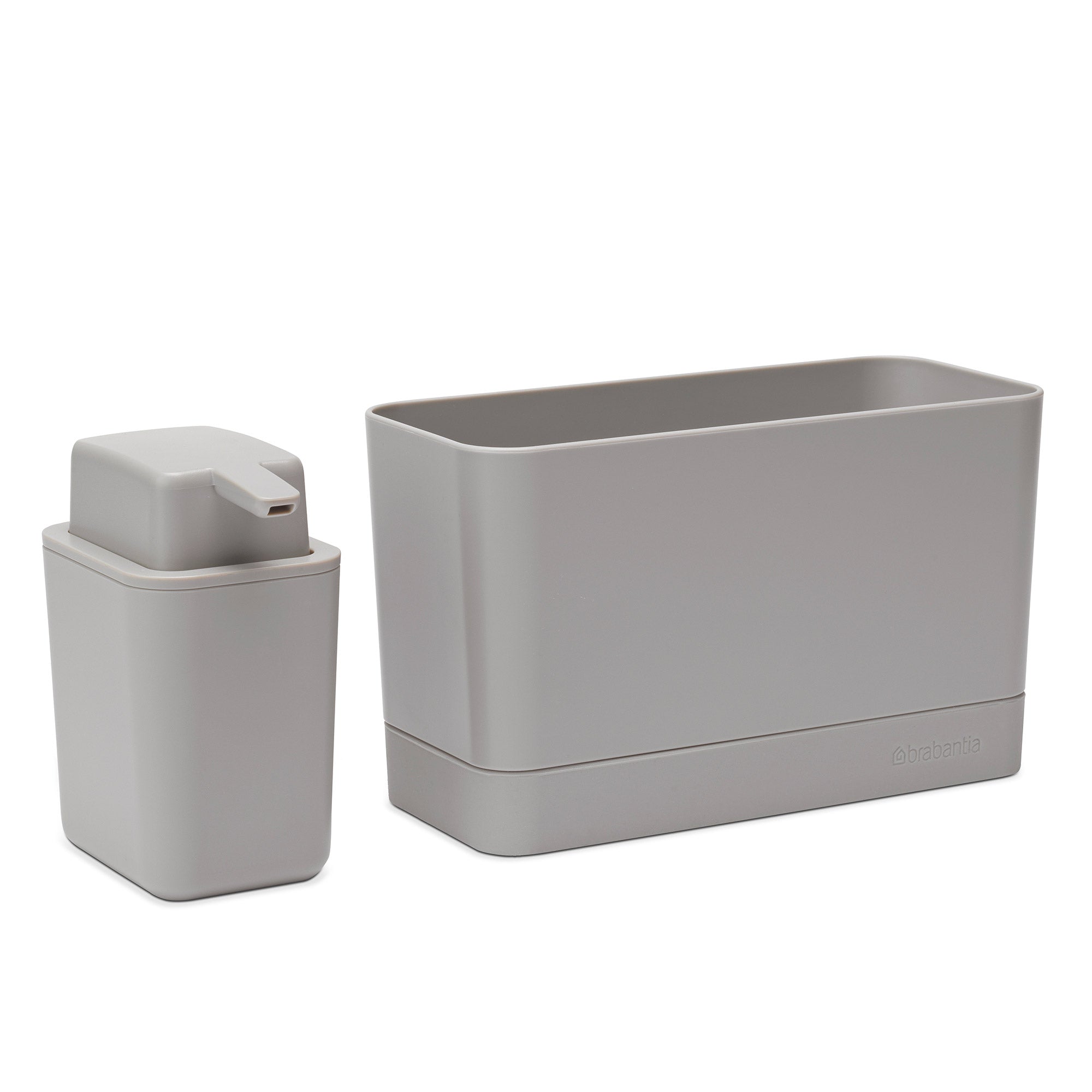 Brabantia Sink Organiser Set, Sink Organiser and Soap Dispenser Mid Grey