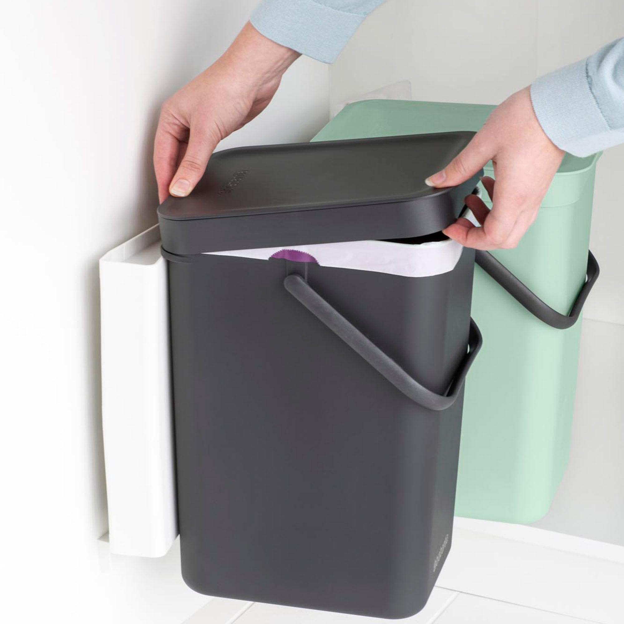 Brabantia Built-in Bin Sort & Go 2 x 12L - Jade / Grey