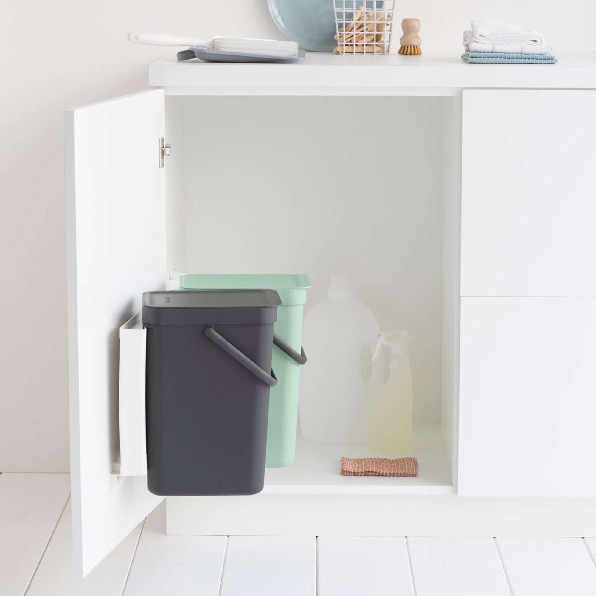 Brabantia Built-in Bin Sort & Go 2 x 12L - Jade / Grey